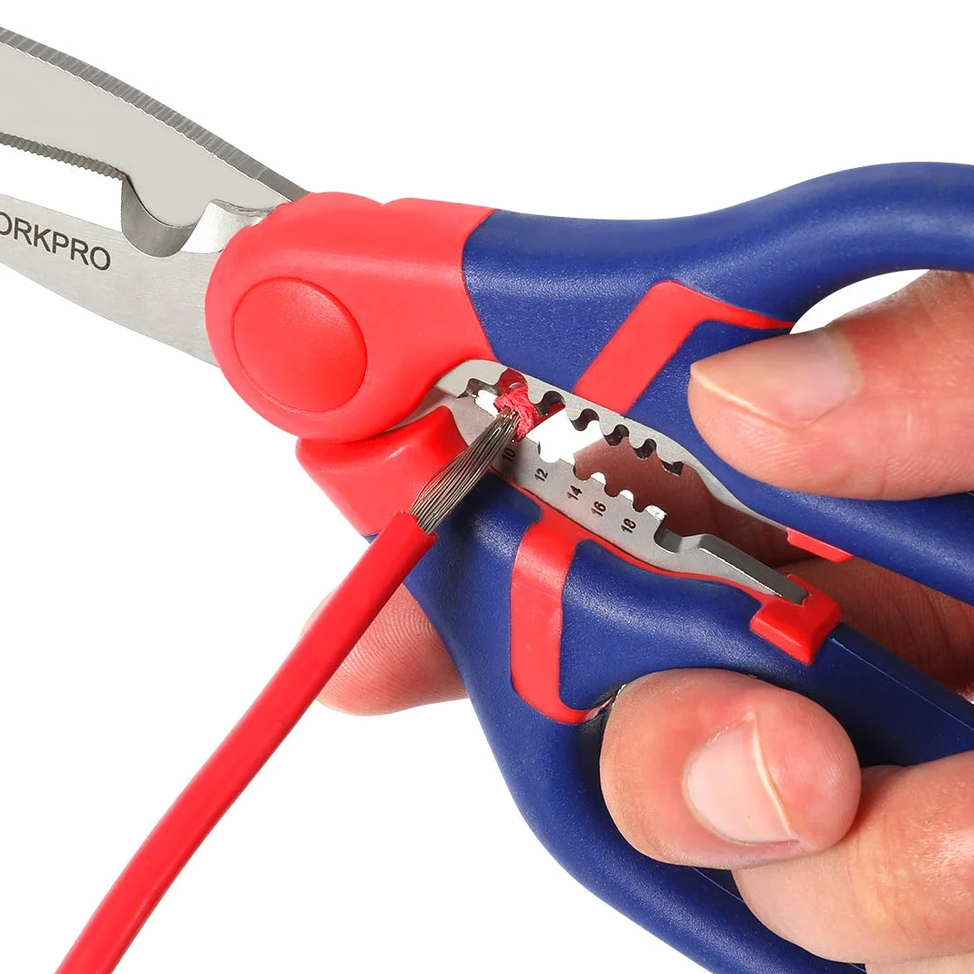 WORKPRO Forbice per Elettricisti 2 in 1 Spelacavi 150 mm