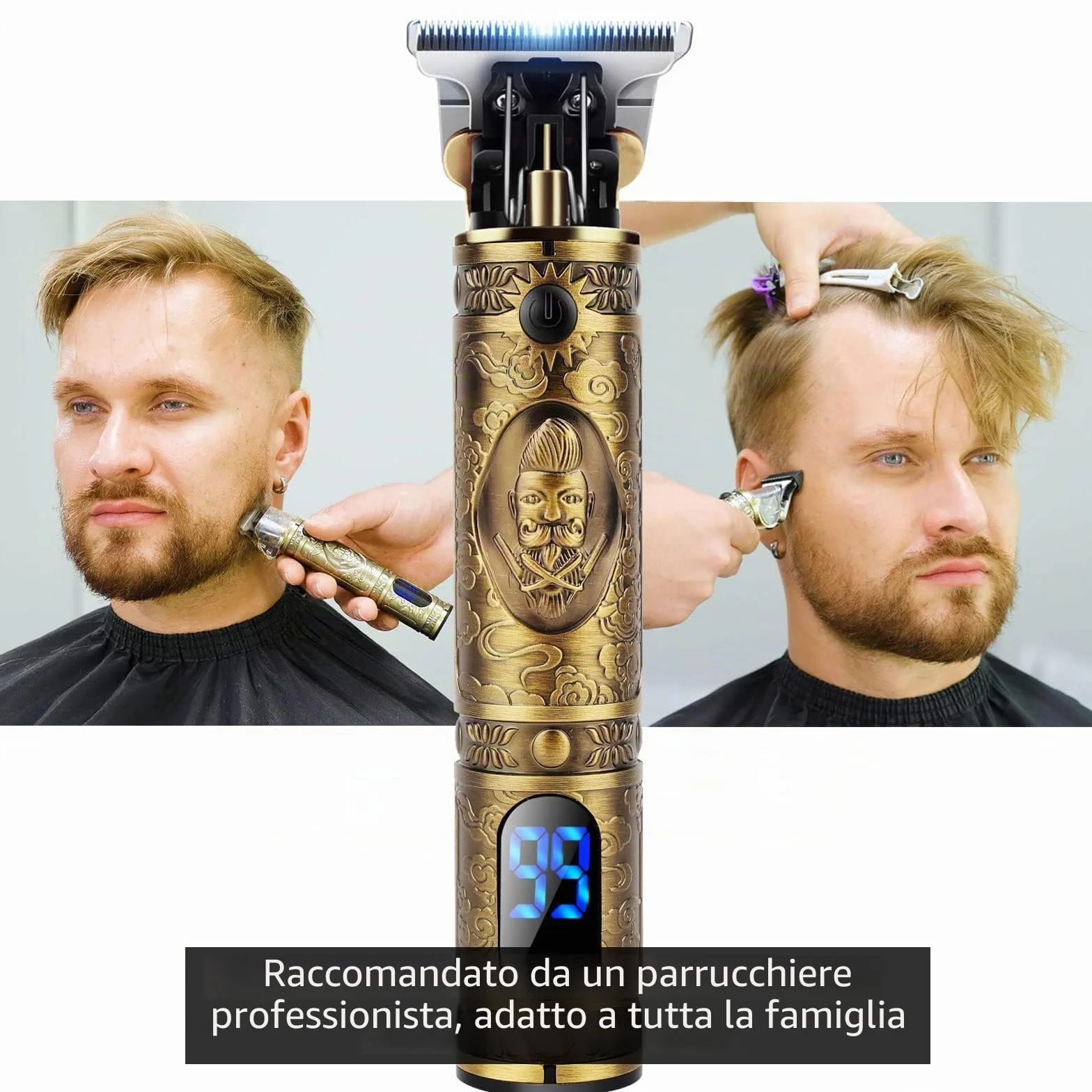 YiLFo Tagliacapelli Uomo Professionale,Trimmer 0mm,Macchinetta per Capelli,Rasoio per Capelli USB Ricaricabile Impermeabile Portatile Rasoio Elettrico Barba,Schermo LED,Adatto Adulti e Barbiere