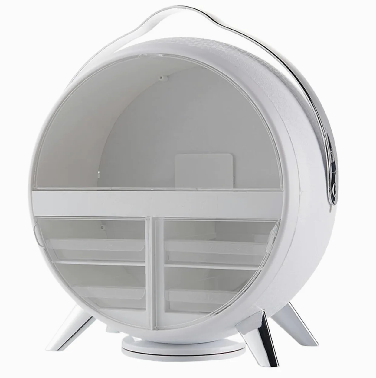 Porta Trucchi,Toeletta Organizer per Il Trucco, Multistrato, per La Cura della Pelle, per Cosmetici, con Supporto Girevole A 360 Gradi Multifunzione(White)