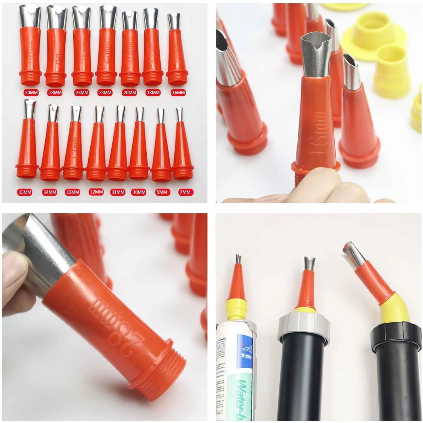31 Pezzi Ugelli per Calafataggio in Silicone, Kit Beccucci per Cartuccia Silicone