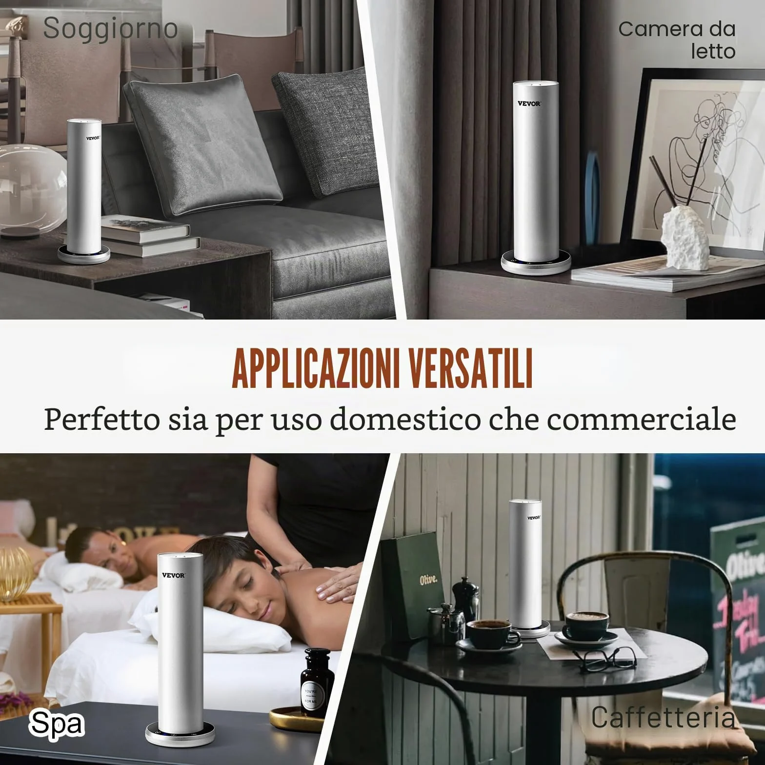 VEVOR Macchina per Profumo d'Aria, diffusore d'Aria Fredda Bluetooth 120 ml, diffusore d'Aria Profumo di Oli Essenziali, Macchina per aromaterapia da Pavimento per Spa, Yoga, casa, Ufficio, Hotel