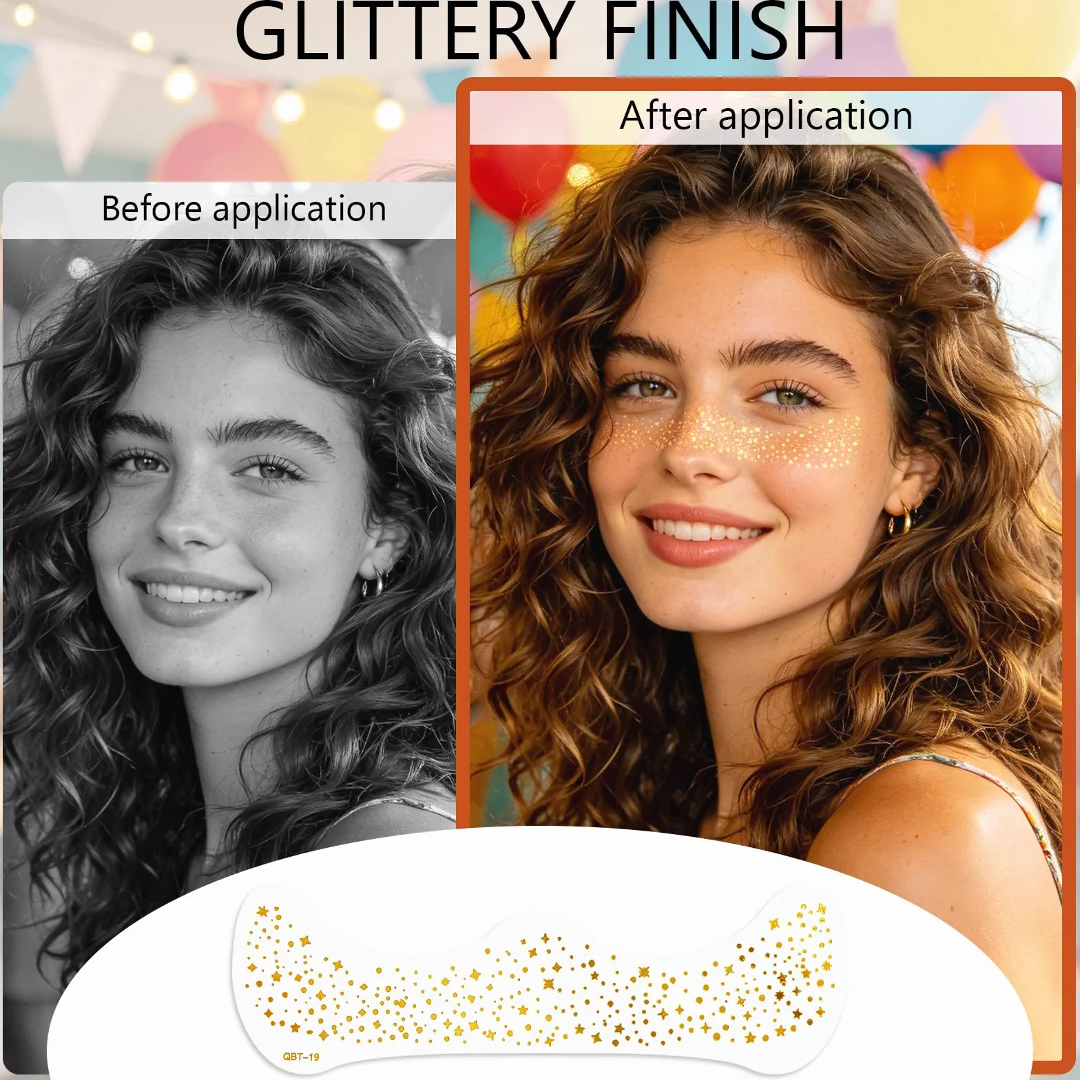 8 Pezzi Lentiggini Glitter, Stelle e Pois Dorati Impermeabili Adesivi Lentiggini Spiaggia Tatuaggio Glitter Sul Viso per Festival Musicali, Feste e Vacanze Mare (Stile E)