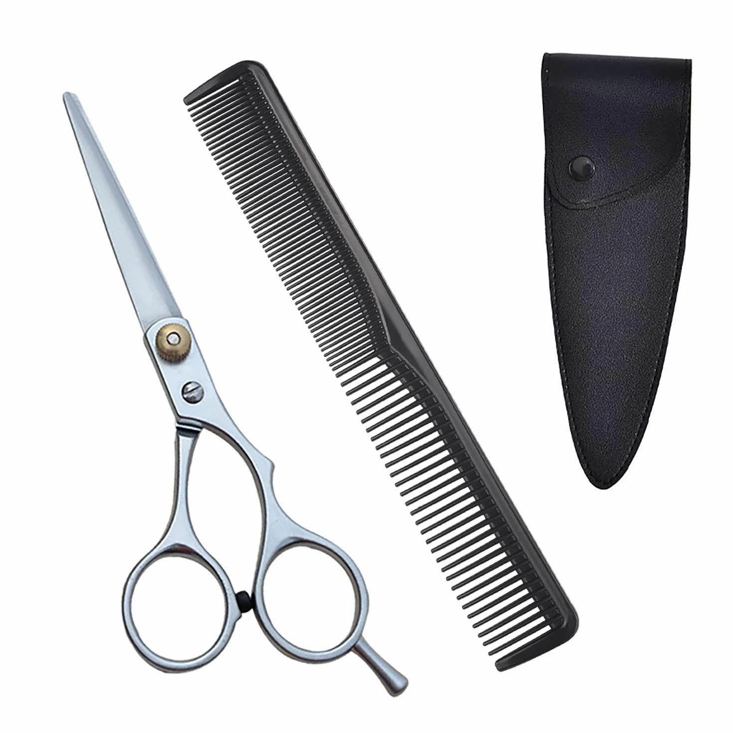 Forbici Parrucchiere Professionali, Premium Forbice Capelli Con Pettine E Caso, Parrucchieri Barbieri Donna, Uomo, Bambino (15.5cm)