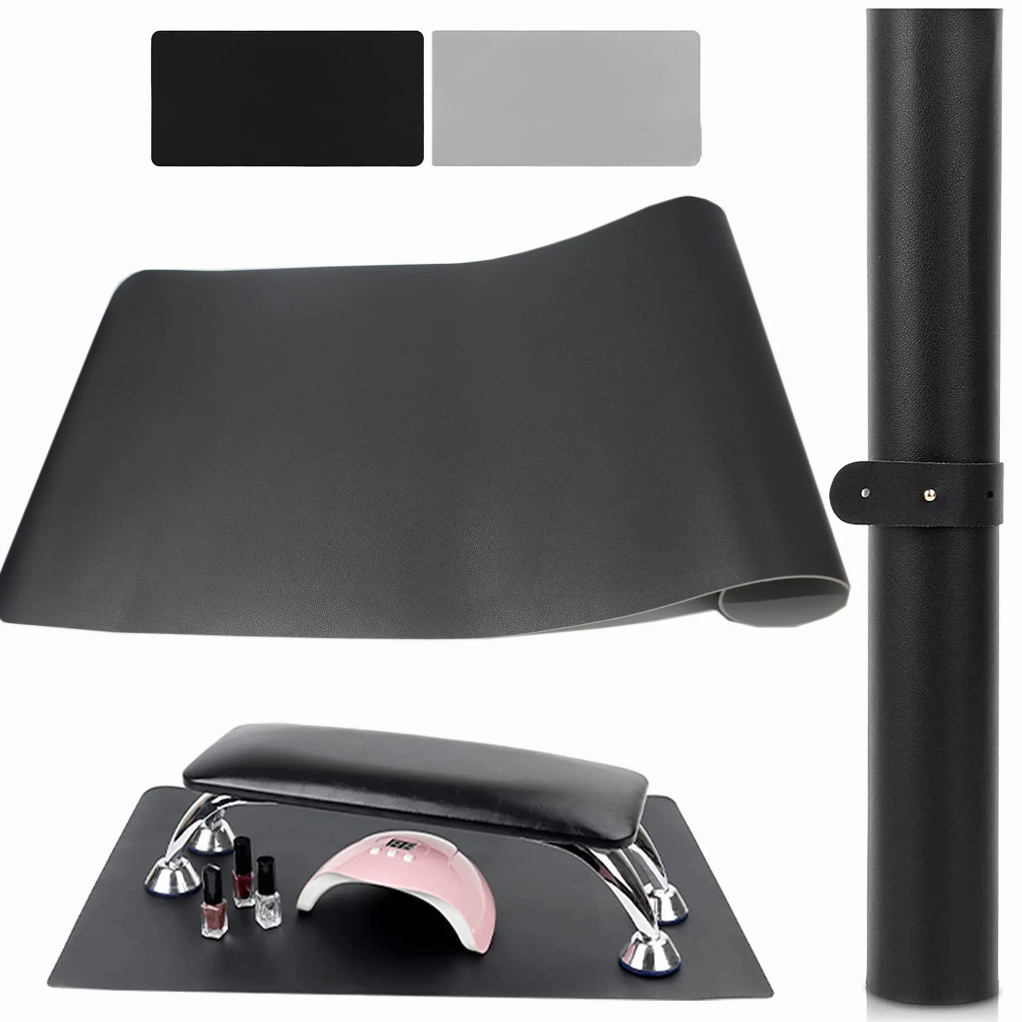 Tappetino Per Poggiamano per Unghie, AMOYUN 60x30cm Doppia Faccia Tappetino Aspiratore Unghie Professionale Pelle Morbida in Microfibra Tappetino per Tavolo Manicure Aspiratore Unghie