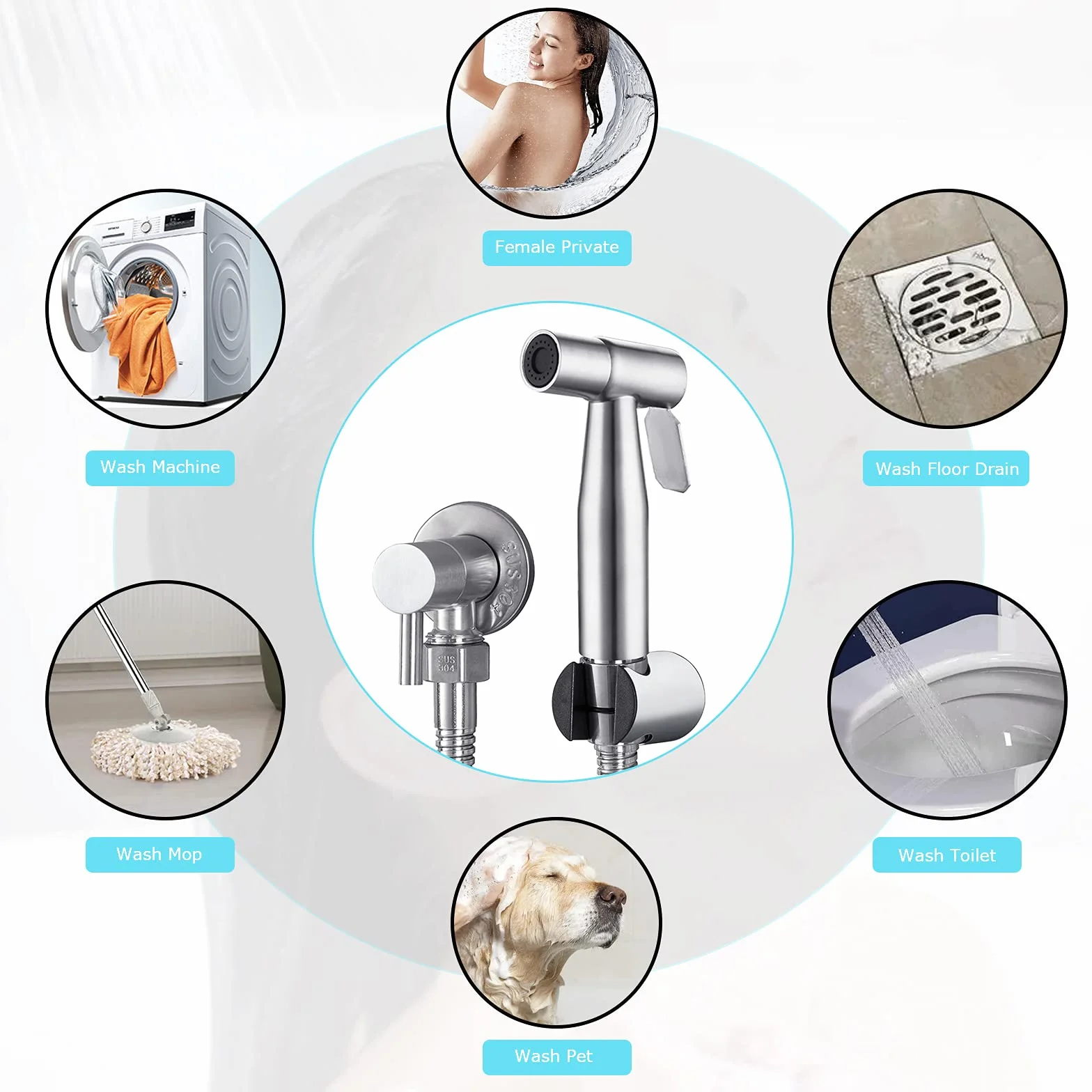 LOSCHEN Kit spruzzatore per bidet in acciaio inox per WC Shattaf accessorio bagno