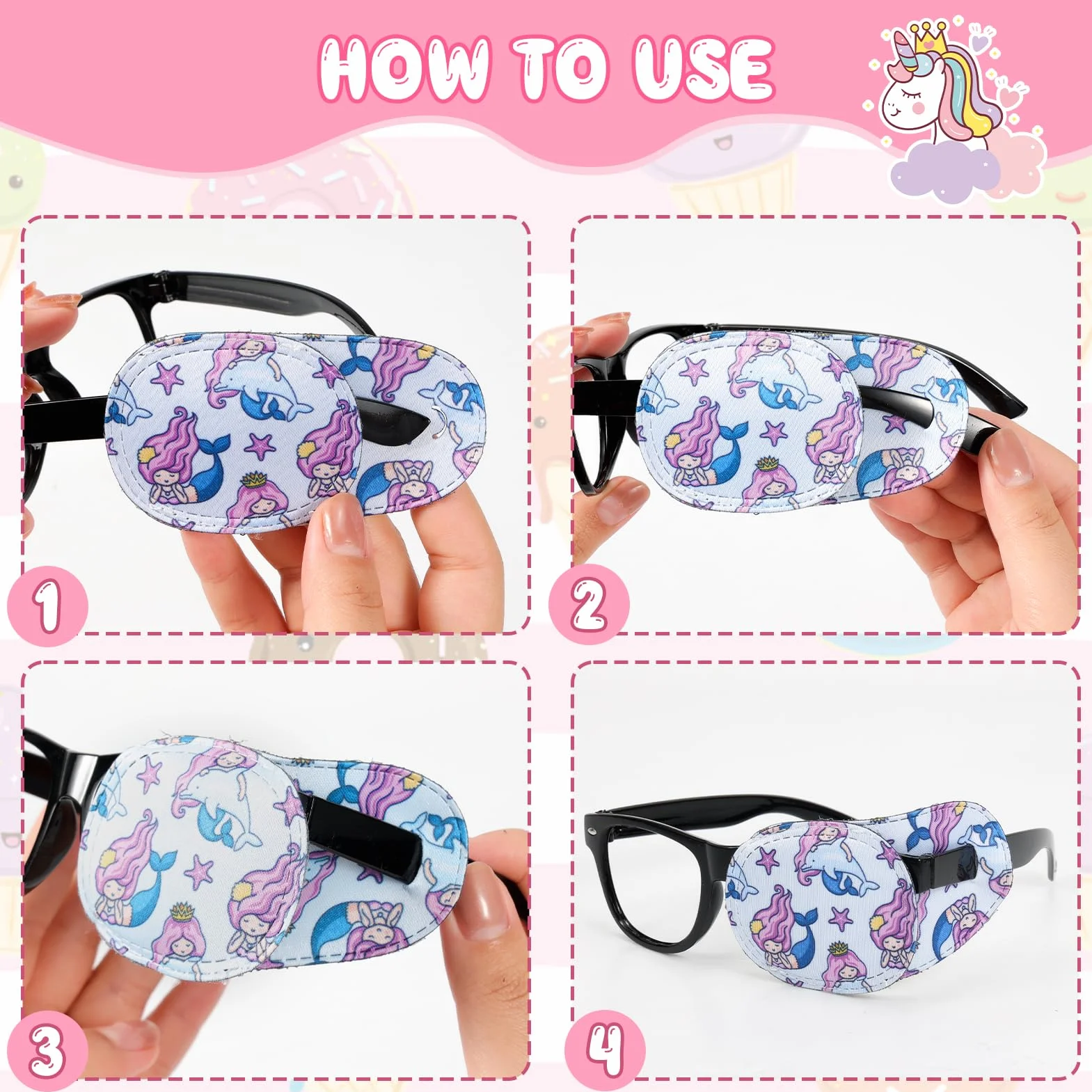 HIFOT 8 Pezzi benda occhio pigro bambini,benda occhiali bambina eye patch coprente per occhio pigro ambliopia,Benda per occhio per occhiali che curano ambliopia