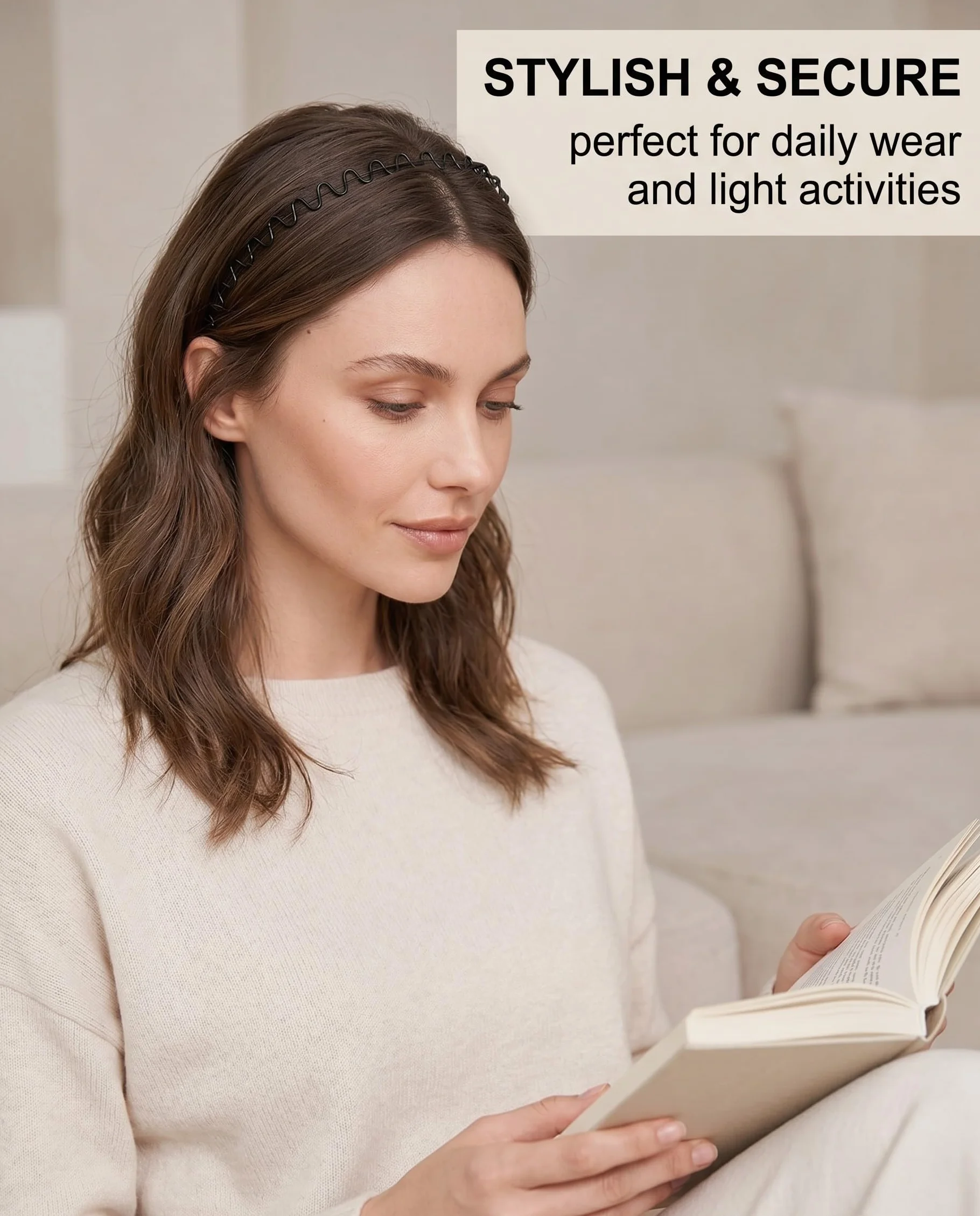 6 pezzi cerchietto capelli donna e uomo unisex con design ondulato, fascia elastica per sport, allenamento, yoga, uso quotidiano e attività all'aperto