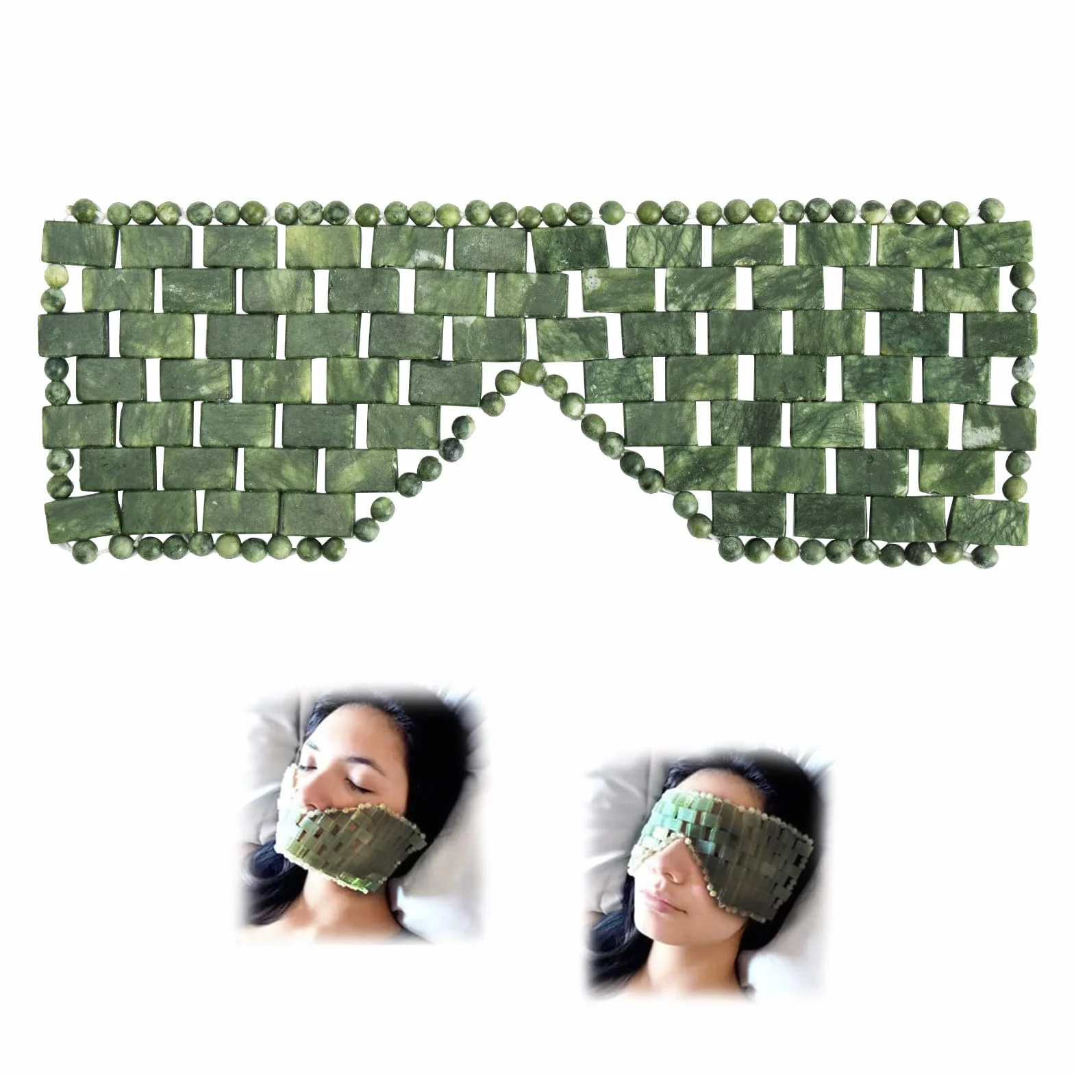 Maschera per Gli Occhi in Giada, Maschera Per Occhi In Pietra, Naturale Pietre Di Giada Anti Invecchiamento, Aiuta A Ridurre il Gonfiore Degli, il Mal di Testa (verde scuro)