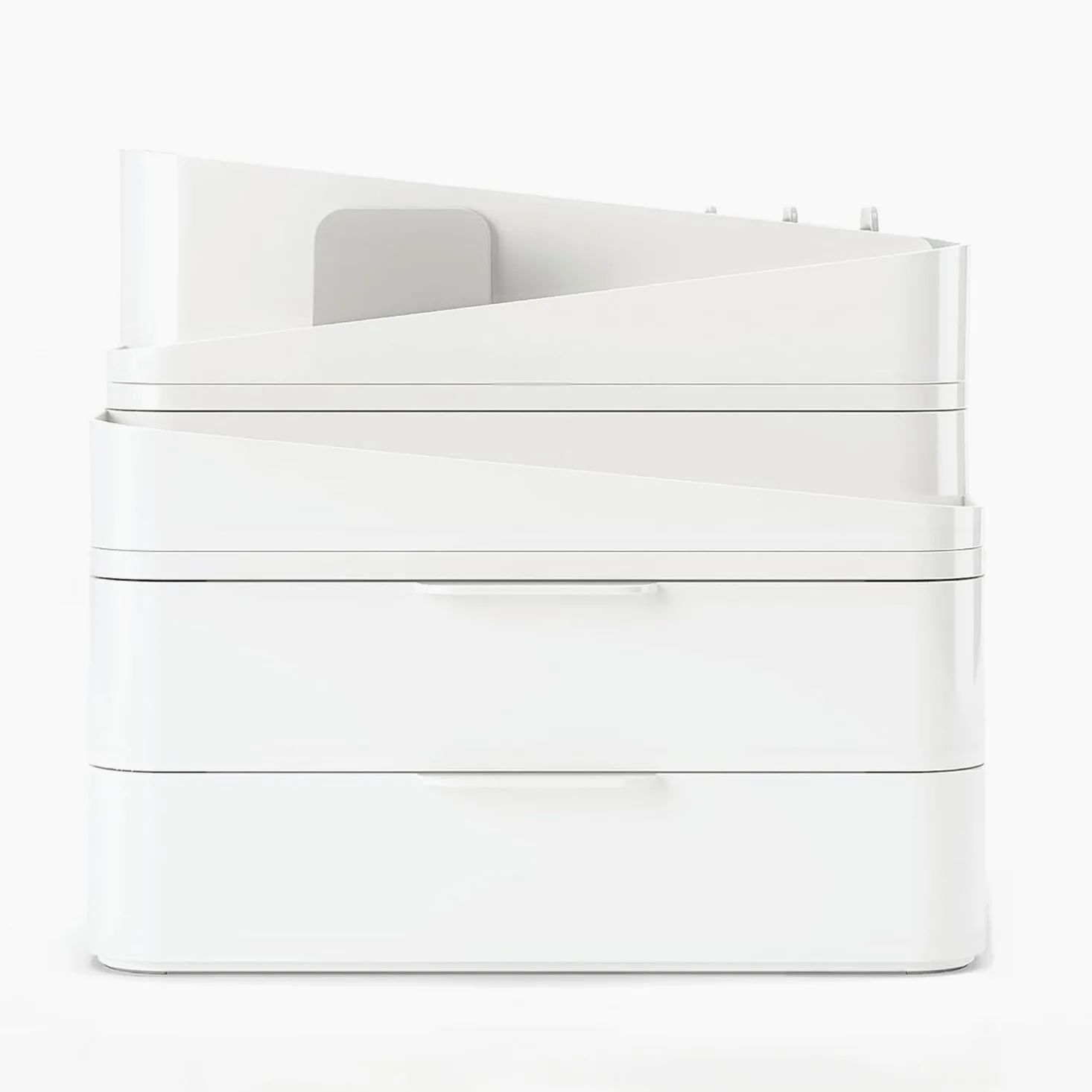 Wintem Organizzatore per Cosmetici in Plastica Bianco con 3 Cassetti Modulabili 27x25x18cm - Ideale per Ordinare e Organizzare Pennelli, Trucchi e Creme in Bagno o Camera - con Piedini Antiscivolo