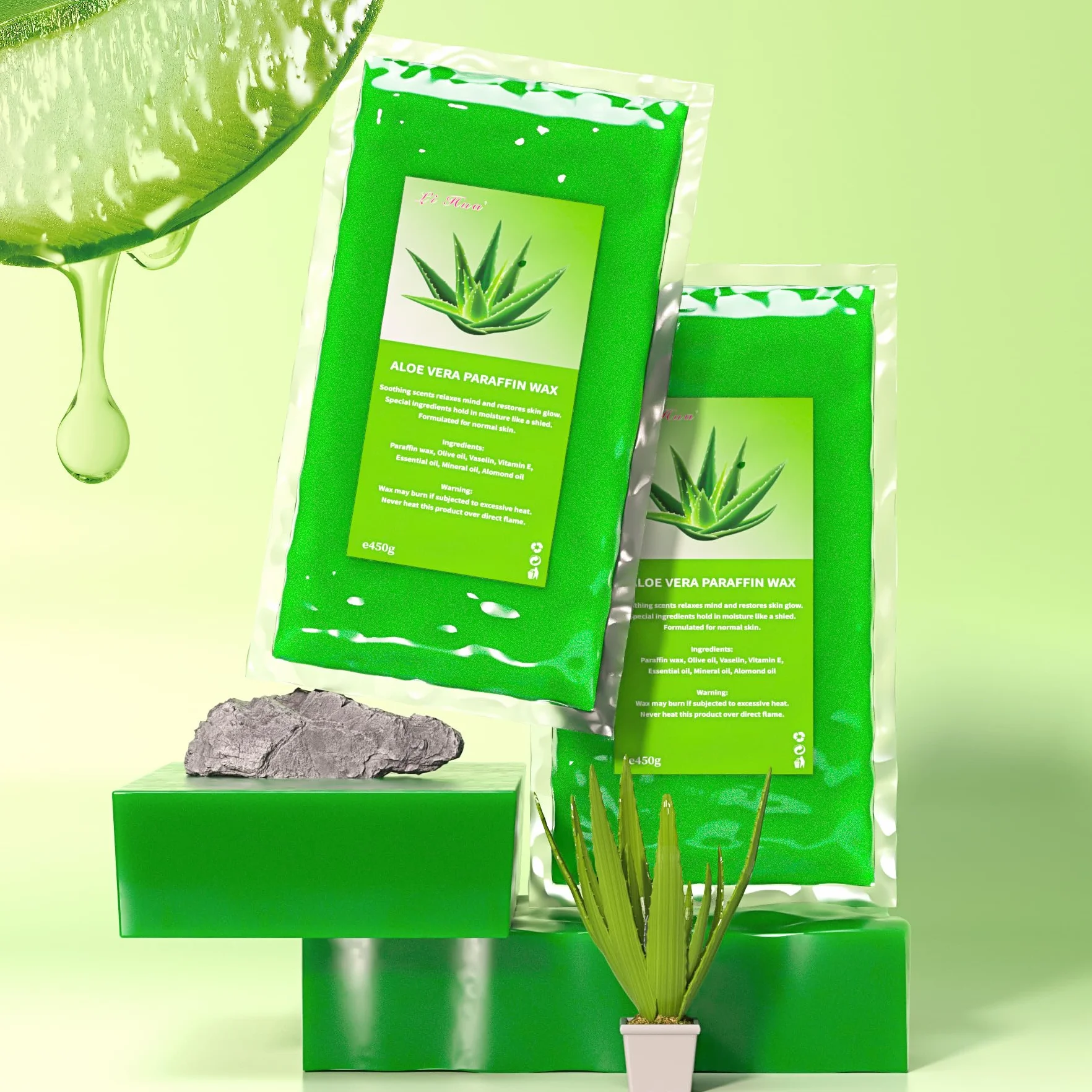 6 Confezioni Cera di Paraffina, 2700g Aloe Vera Ricarica di blocchi di cera di paraffina per il bagno di paraffina di mani e piedi, allevia l'affaticamento muscolare, idrata e nutre