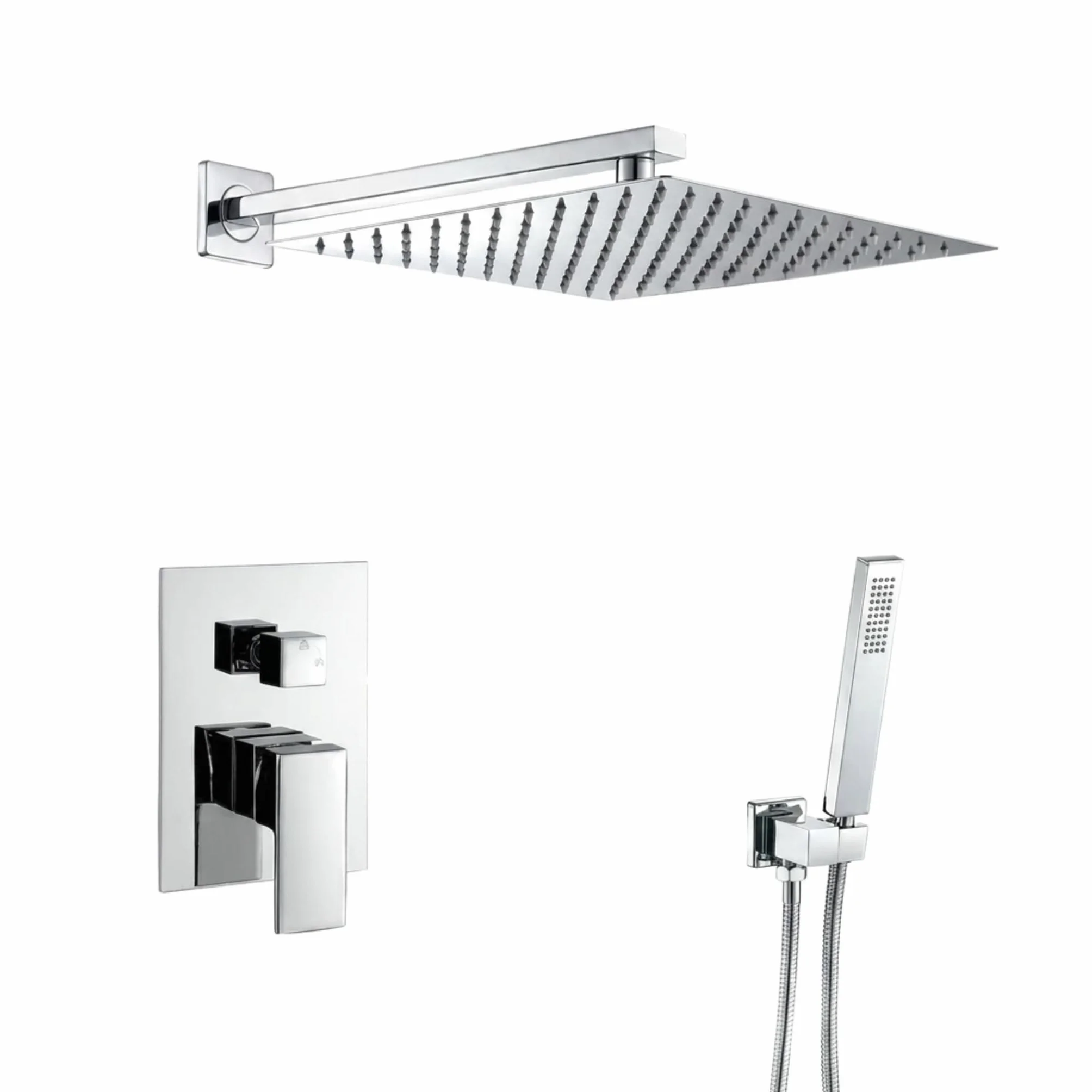VALAZ Doccia Incasso Cromata Miscelatore Spruzzatore Effetto Pioggia 25 cm Serie Tajo