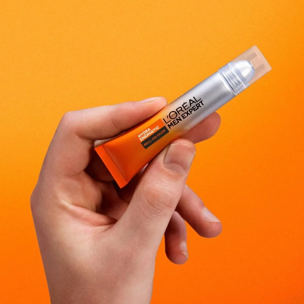 L'Oréal Paris Men Expert Roll-On Occhi Anti-Fatica Uomo, Per uno Sguardo più Fresco e Riposato, Occhiaie, Rughe Sottili e Borse Ridotte, Arricchito con Caffeina e Vitamina C, Hydra Energetic, 10 ml