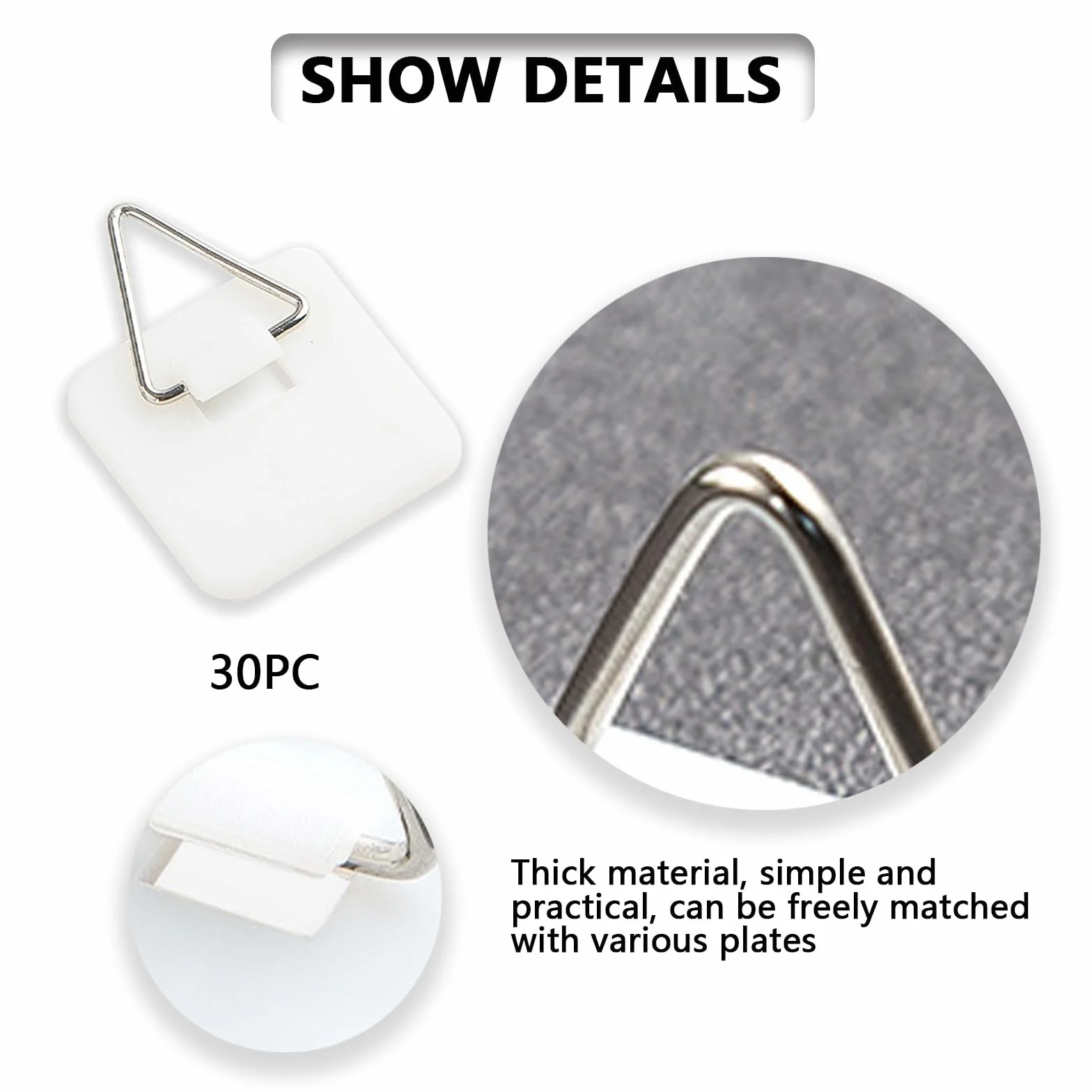Ganci Per Quadri Adesivi 30 PCS - Ganci per Piatti da Parete Multifunzione Invisibili Verticali per Cucina