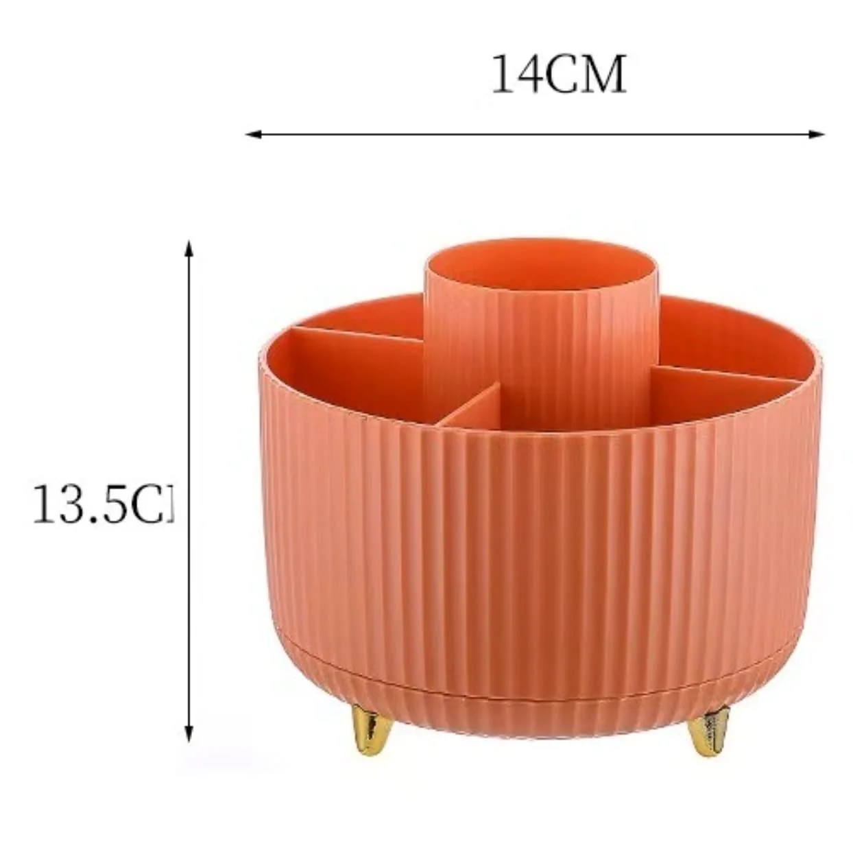 Porta Trucchi,Toeletta La Scatola di Immagazzinaggio per Cosmetici da Tavolo Ruota Il Cestino Articoli Vari Organizer per Trucco Multifunzione(Oranje)