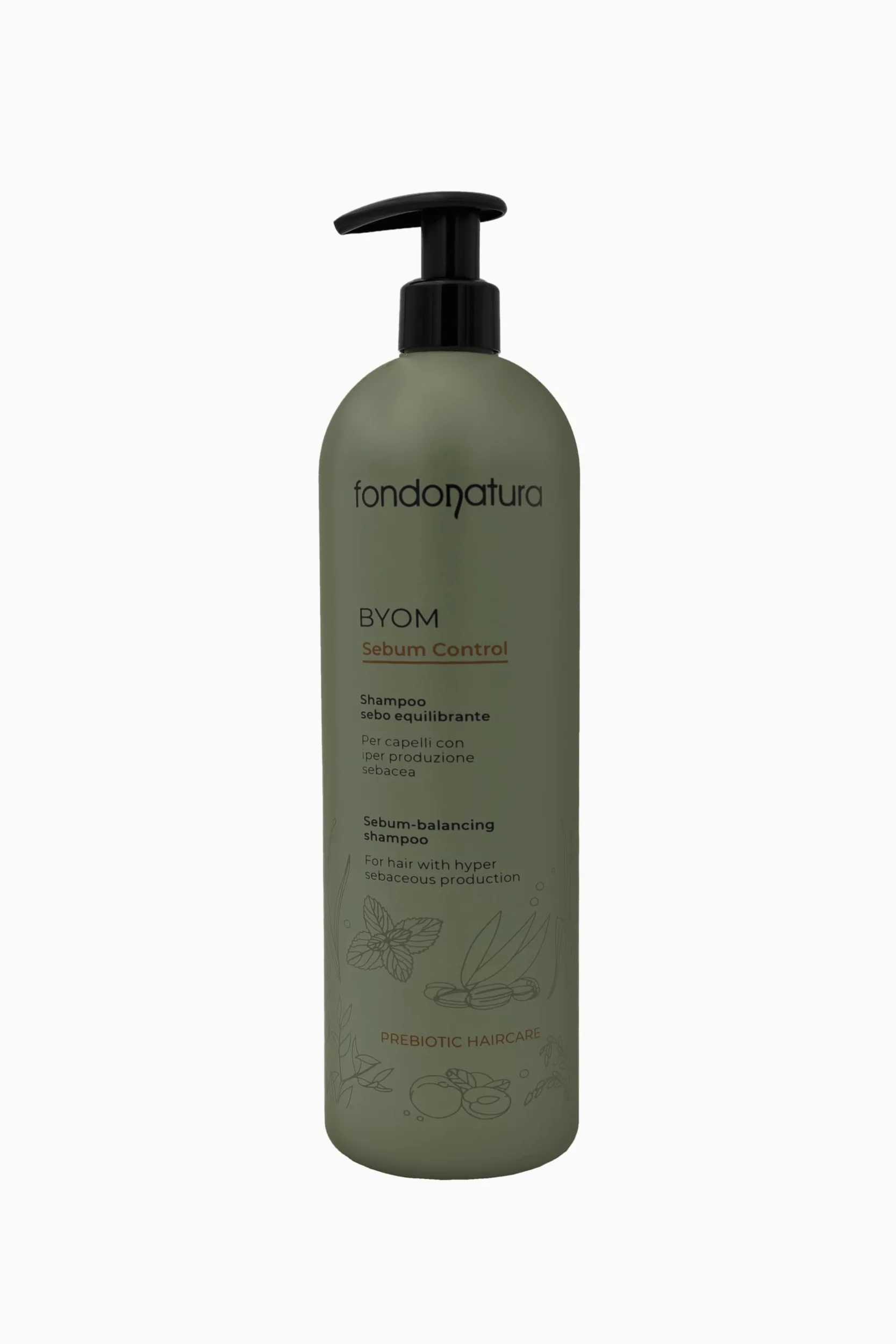 Fondonatura BYOM Sebum Control Shampoo Capelli Grassi, Purificante, 1000 ml
