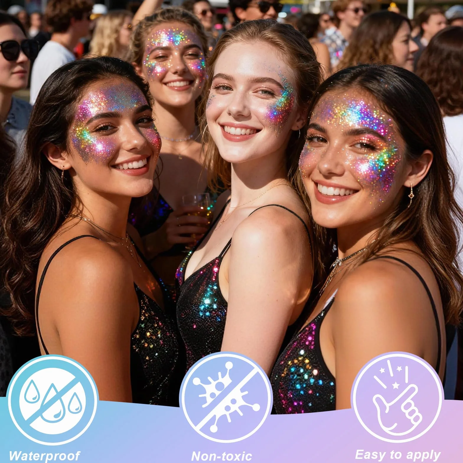 Carnival Body Glitter Stick, Face Glitter for Women and Girls, Festival Accessories Hair Tinsel Stick for Mardi Gras Party Makeup Concert Outfits, Stage Performance Cosplay Celebration Events