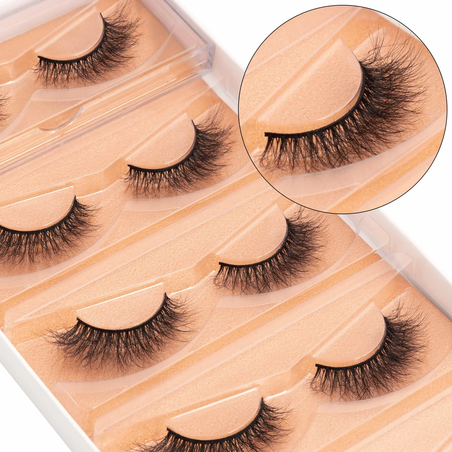 DYSILK Ciglia Finte Naturali 5 Paia 6D Extension Ciglia Lashes Occhio Di Gatto Ciglia Sottili Fake Eyelashes Fatte a Mano al Ciglia Corte Riutilizzabili False Lashes|10mm-15mm
