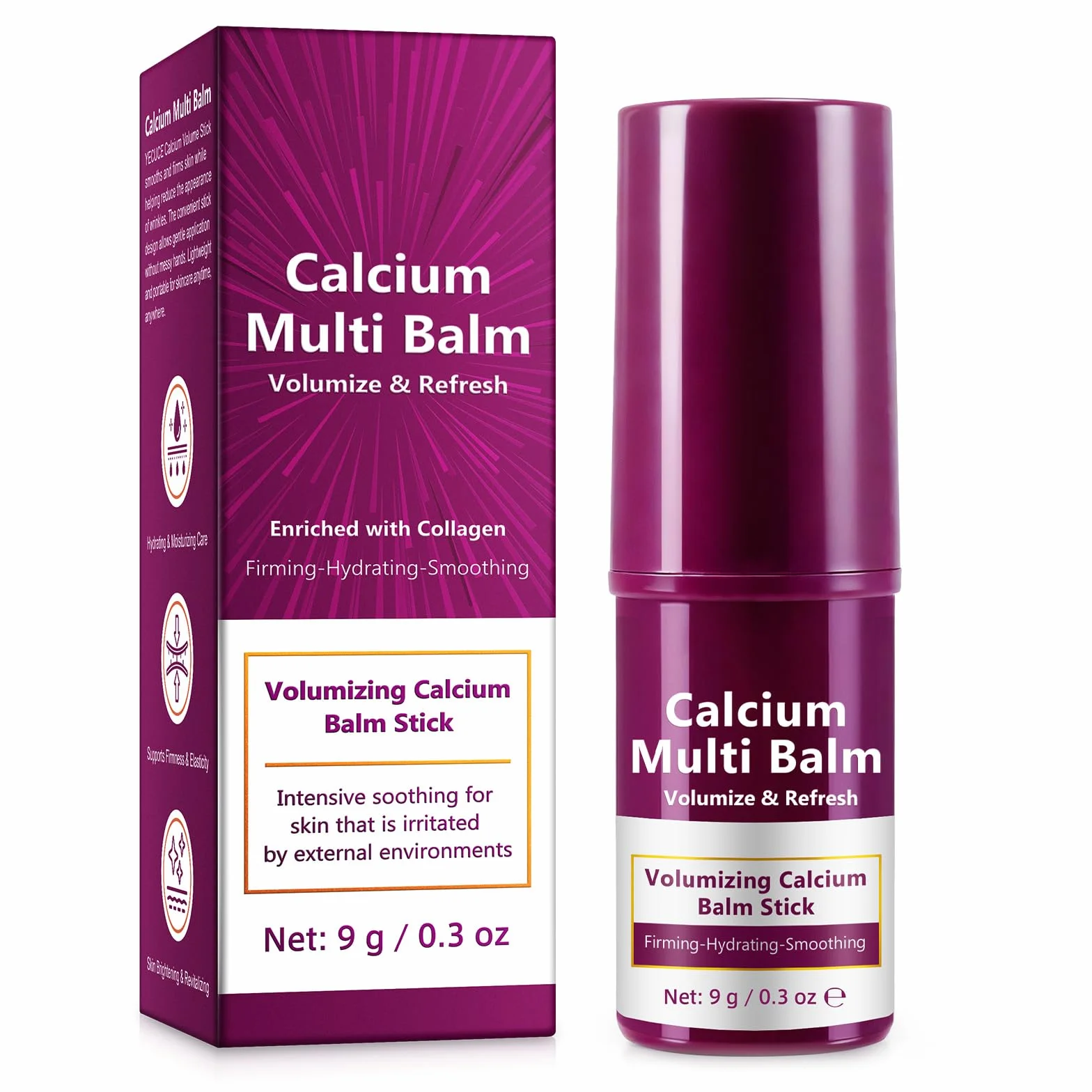 Calcio Multi Balm Stick – Solido balsamo per collagene per la cura di occhi, viso e collo – Rassodante e idratante – Con burro di karitè e vitamine – Pratica matita per la cura in viaggio (1 pezzo)