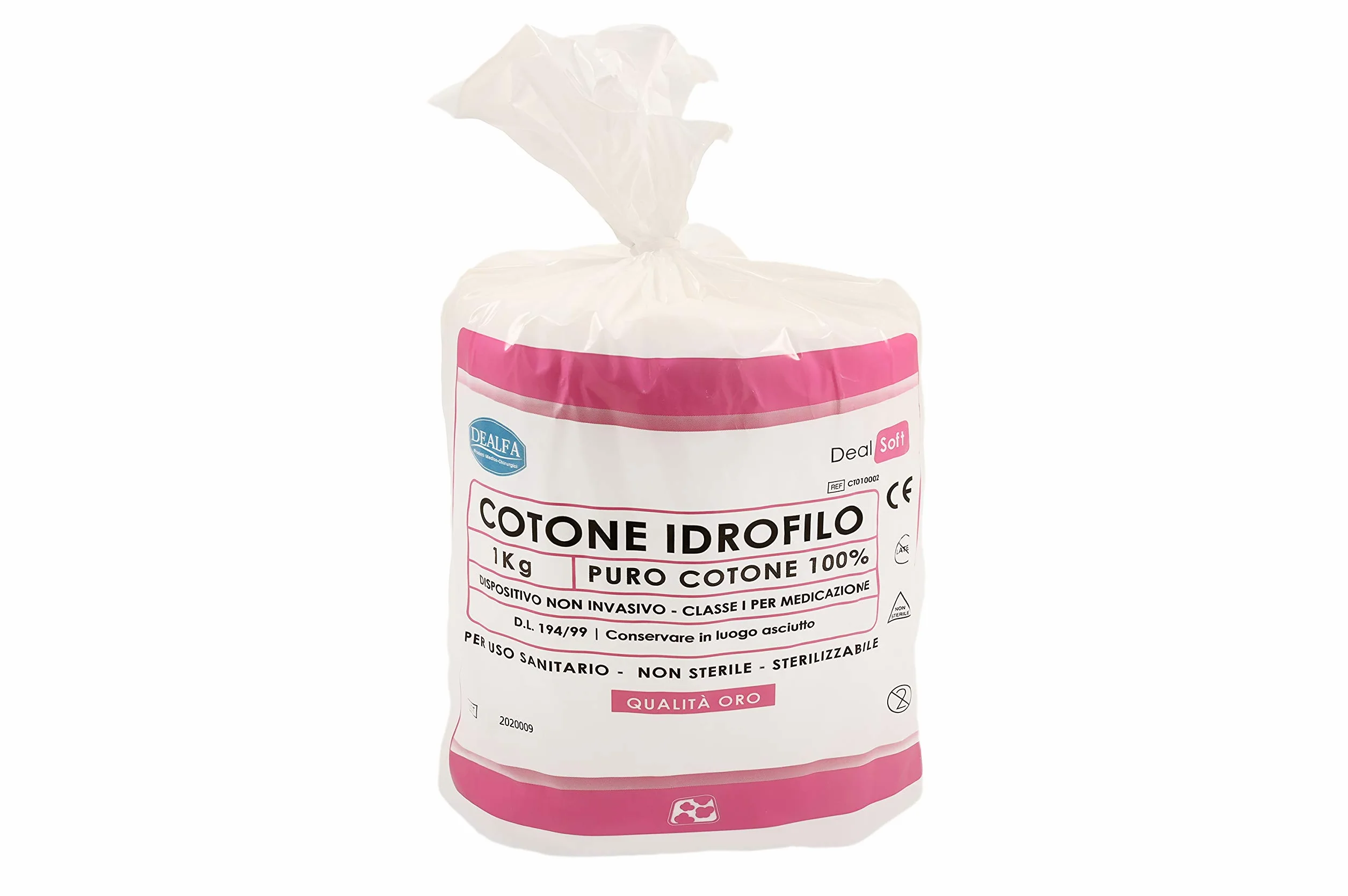 DEALFA Cotone Idrofilo QUALITA' ORO con Taglio ZIG ZAG - 100% Puro Cotone - Alta Assorbenza - Ideale per Pelli Sensibili - Monouso - Confezione da 1 Kg