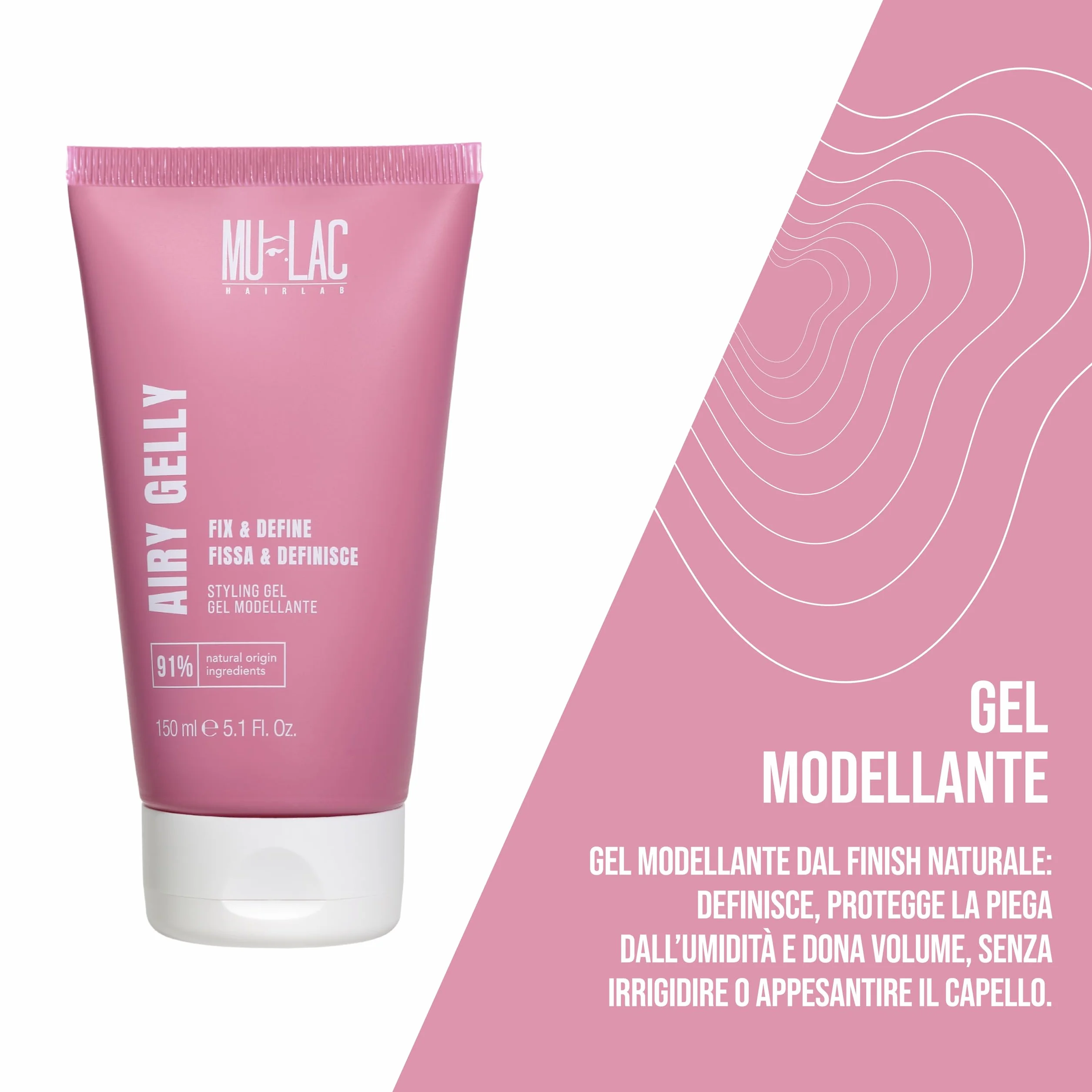 Mulac Cosmetics AIR GELLY Gel Modellante adatto a tutti i tipi di capelli Fissa e Definisce Vegan 150 ml