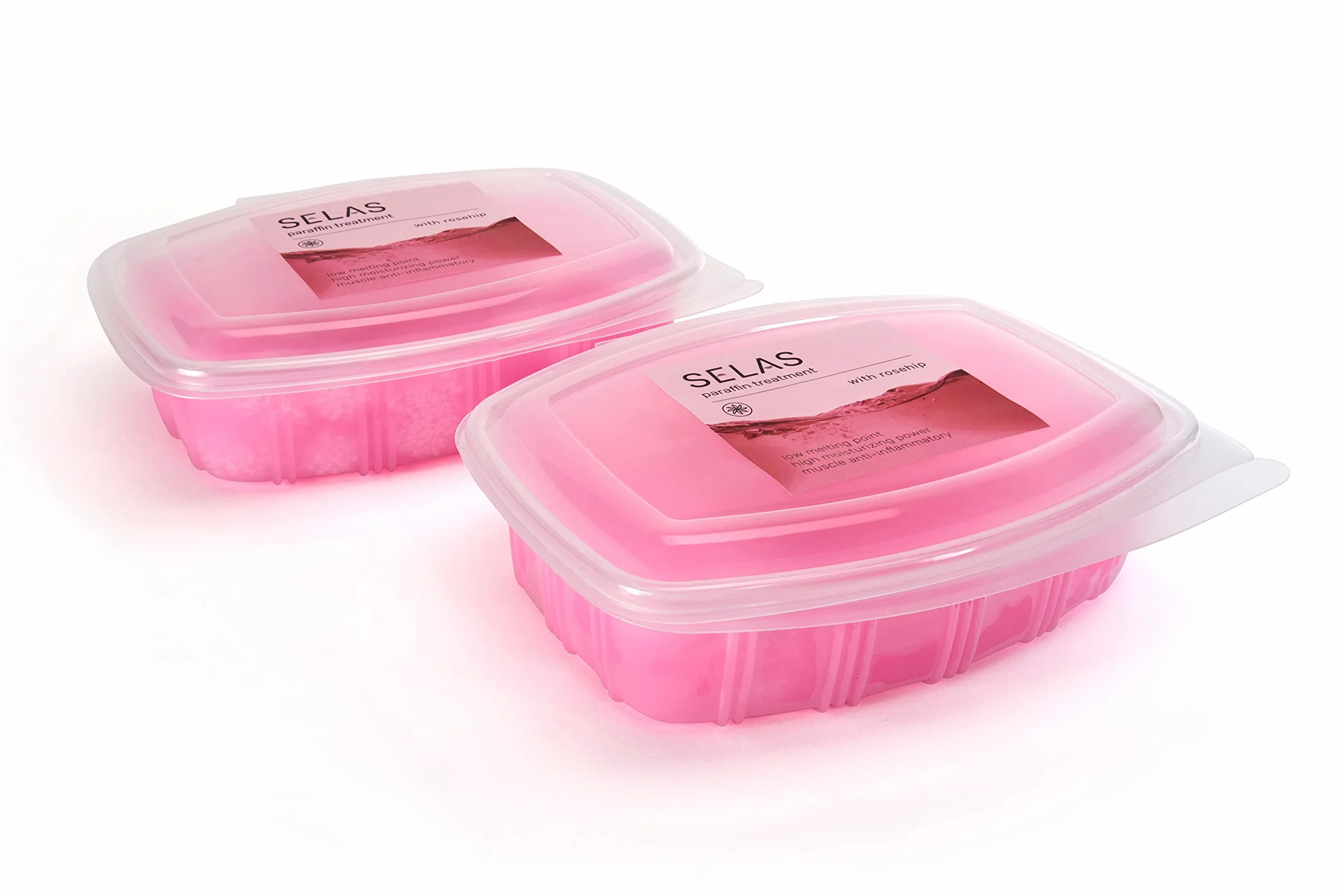 Paraffina di rosa mosqueta.PACK 2600ml (980g x 2 pezzi) SELAS. Per trattamenti terapeutici ed estetici di mani e piedi. Cera, caldo, professionale, bagni, spa, terapia, idratante, pelle secca.