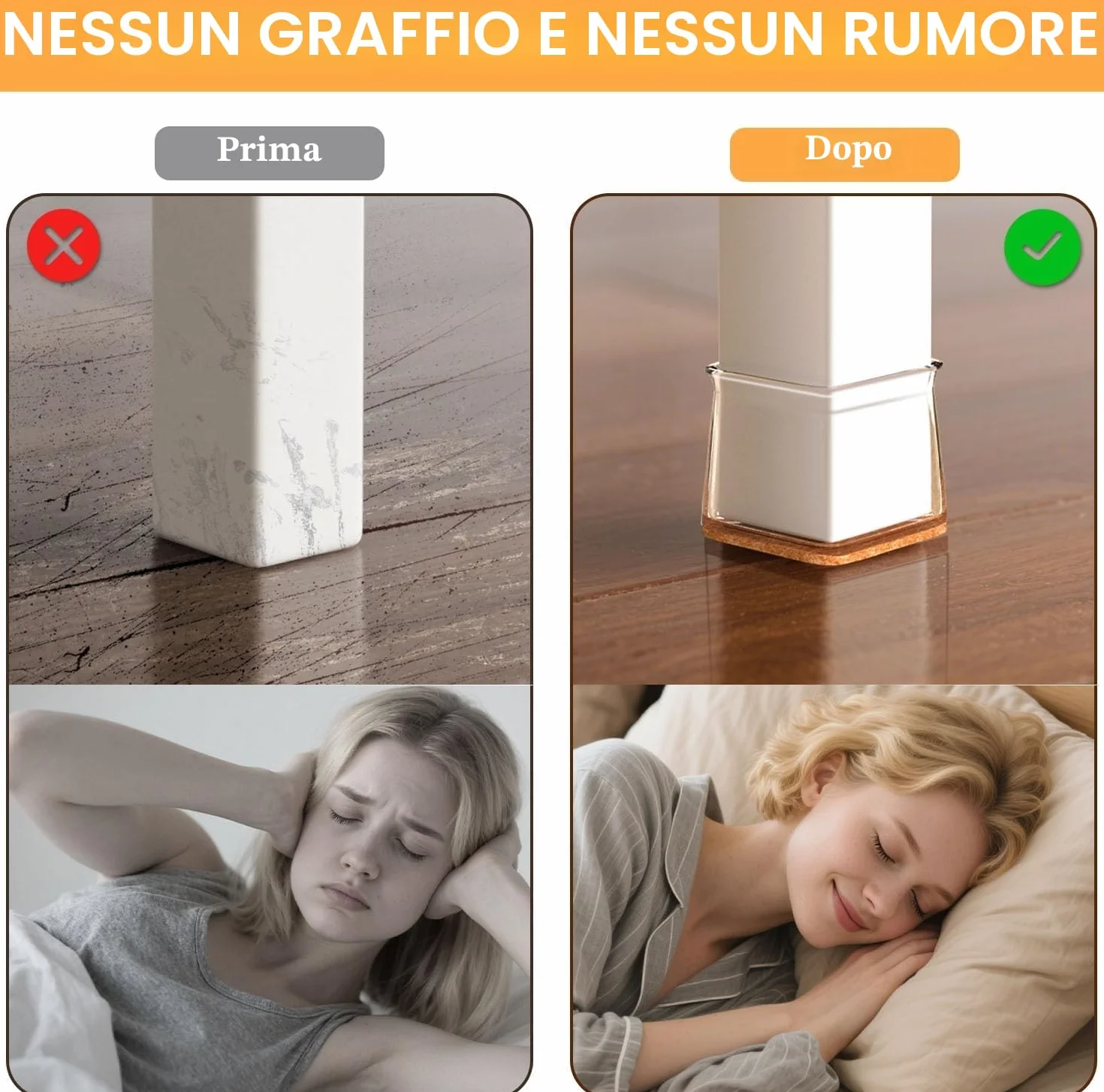 Gommini per Sedie Quadrati in Silicone 20 Pezzi Protezioni Antigraffio per Pavimenti 27-39 mm