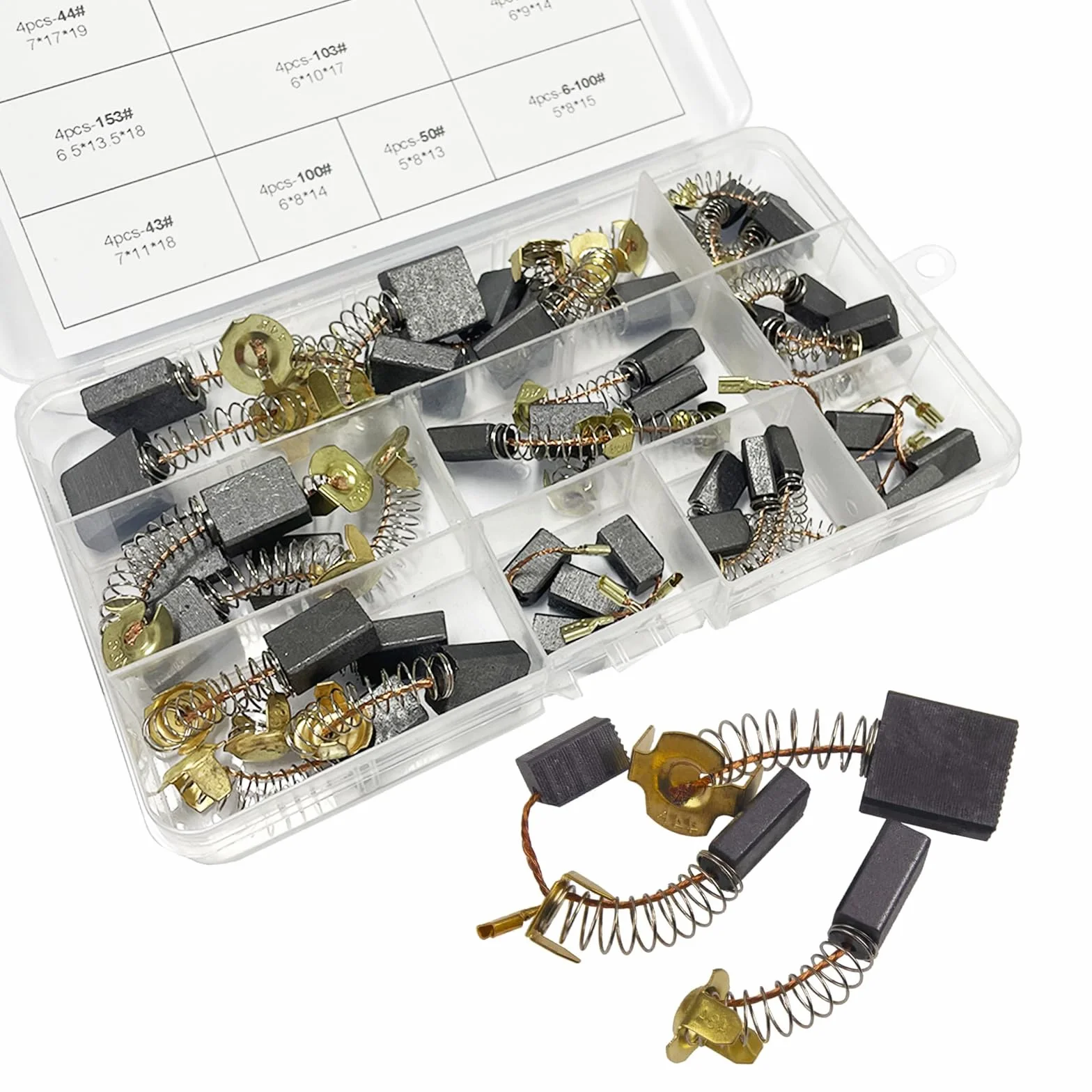 Spazzole di carbone universali per utensili elettrici, 10 misure, martello perforatore, smerigliatrice angolare