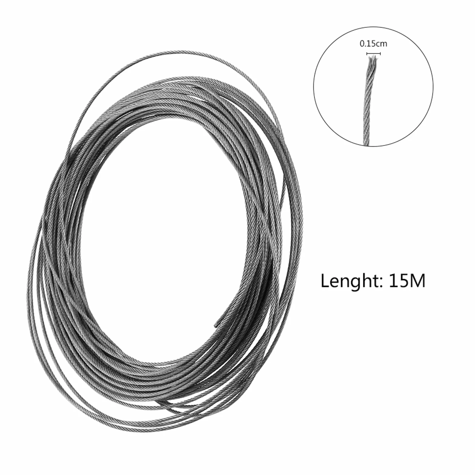Cavo Acciaio Inox 1,5 mm Filo Intrecciato per Tende Stendibiancheria Esterne