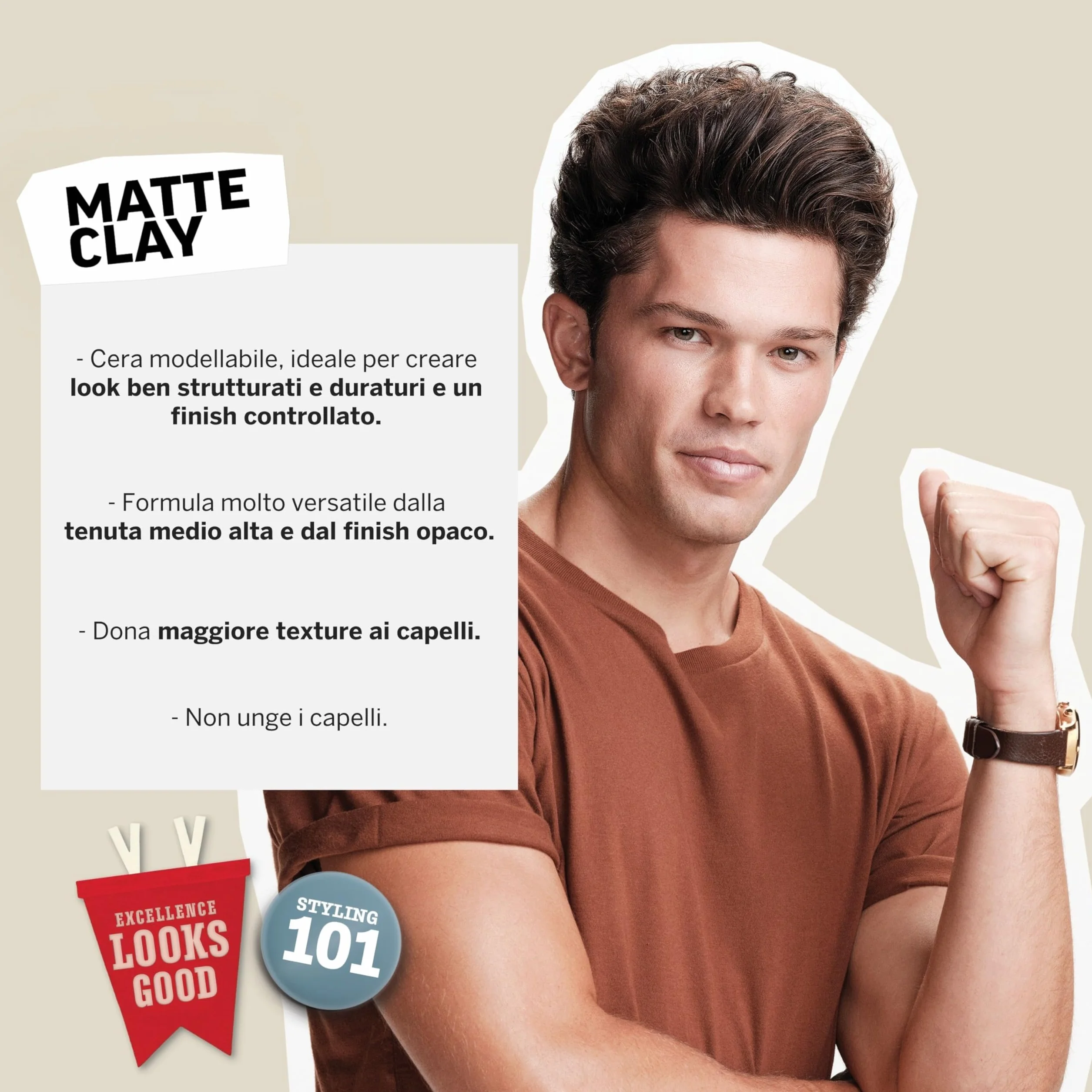 American Crew Matte Clay, Cera Capelli Uomo, Tenuta Medio/Alta & Finish Opaco, Dona Texture e Controllo, 85g