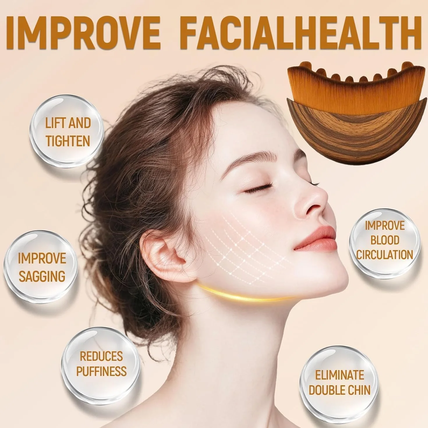 Spazzola per Massaggio Linfatico Viso, Lymphatic Face Brush con Coperchio, Spazzola Viso a Secco Setole Naturali, con Delicata Esfoliazione e Luminosità