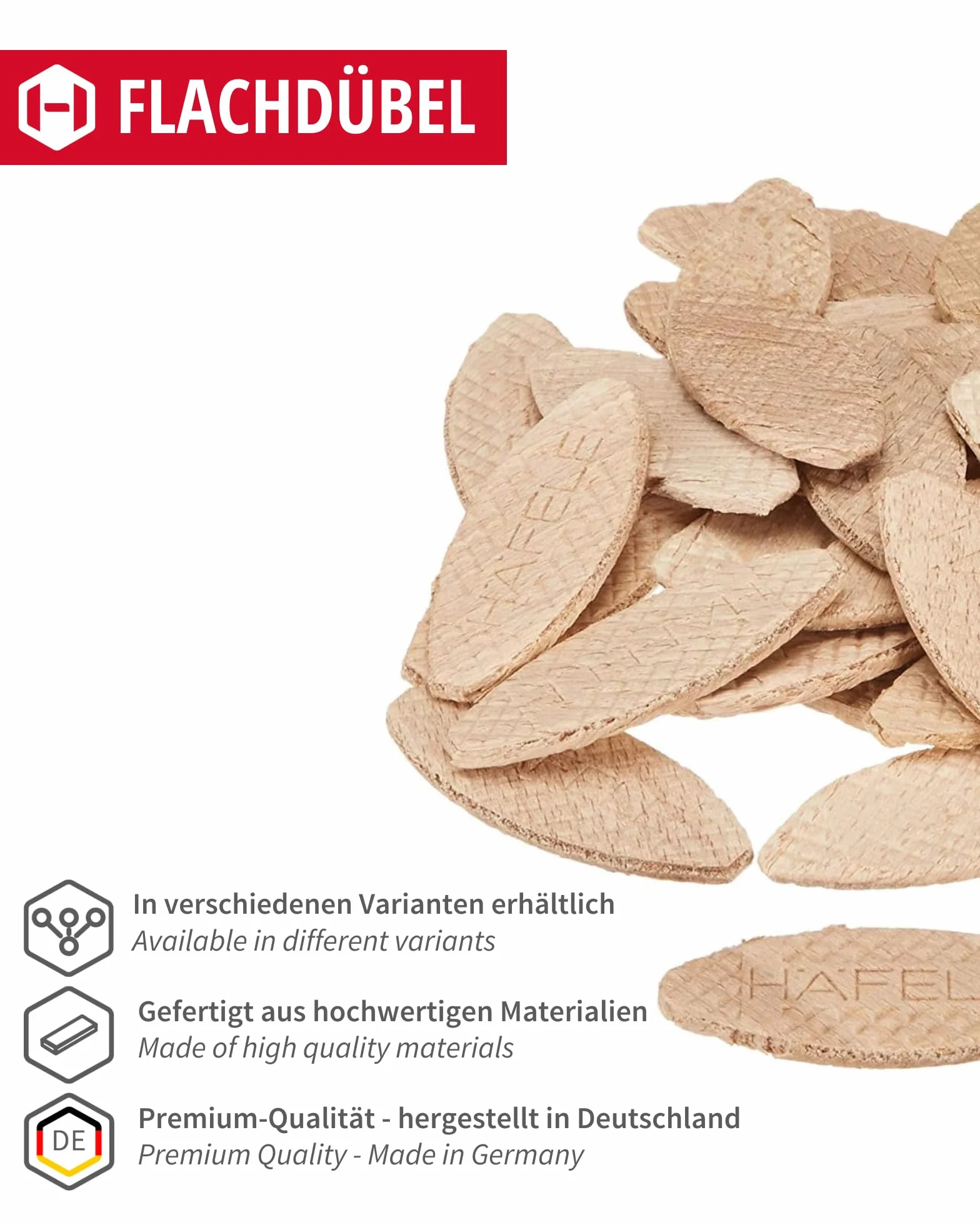 Gedotec Tasselli piatti di faggio Lamello assortimento piastre collegamento legno 100 pezzi misure 0-10-20