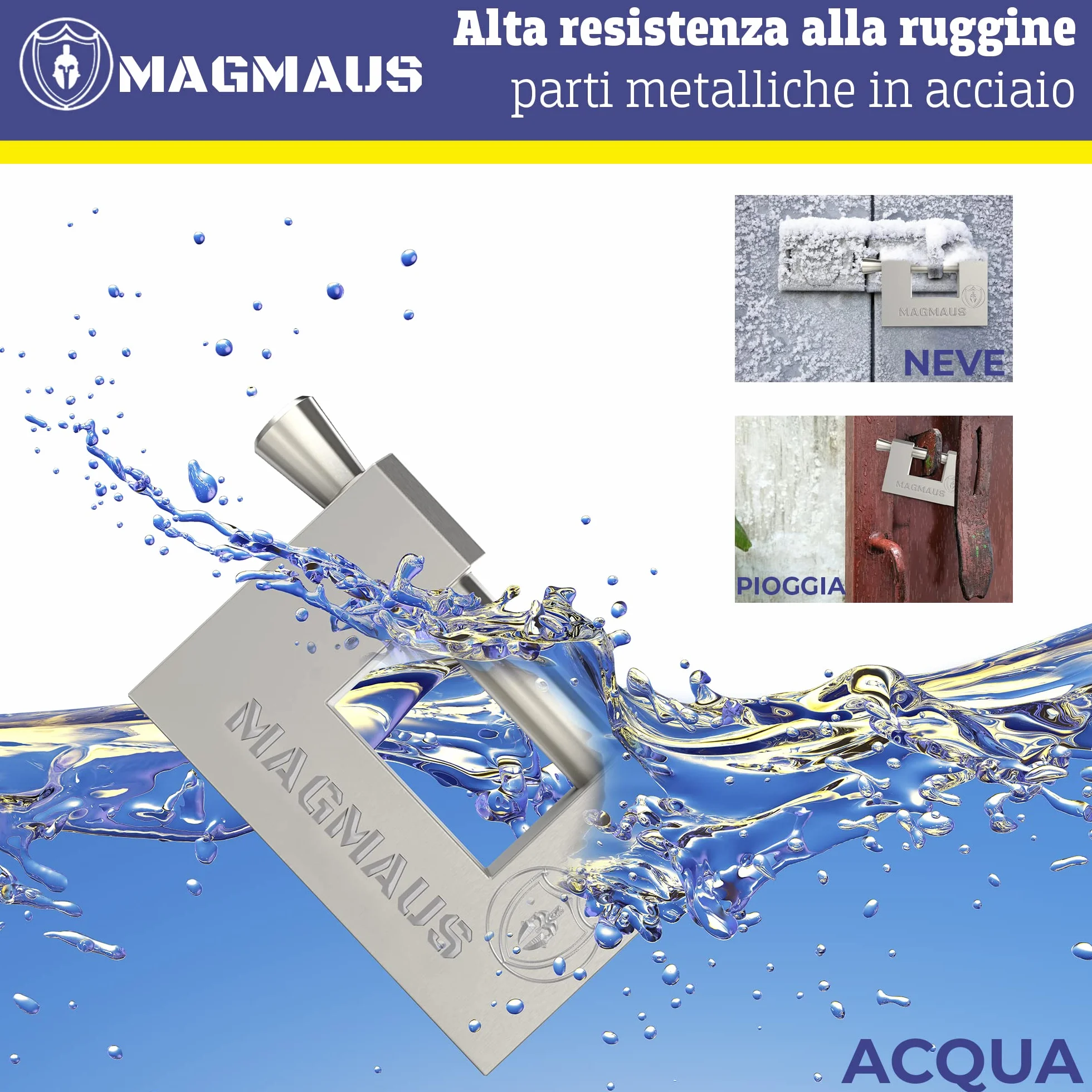 Magmaus® Lucchetti da esterno in acciaio inox RTL/70 Alta sicurezza resistenti per container