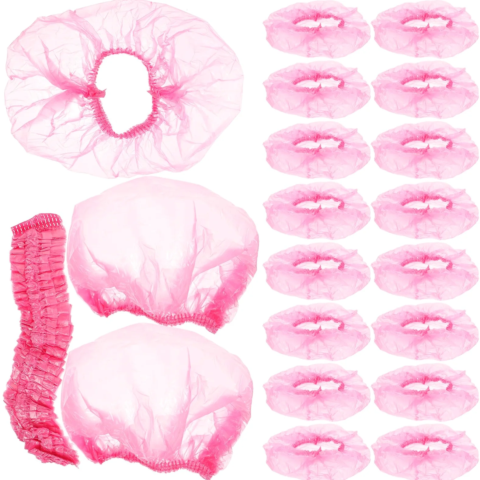 Homoyoyo 500 Pezzi Cuffie Doccia Donna Impermeabili Rosa, Design Elastico Large 44cm, Monouso per Spa, Casa e Cura Estetica Chioma