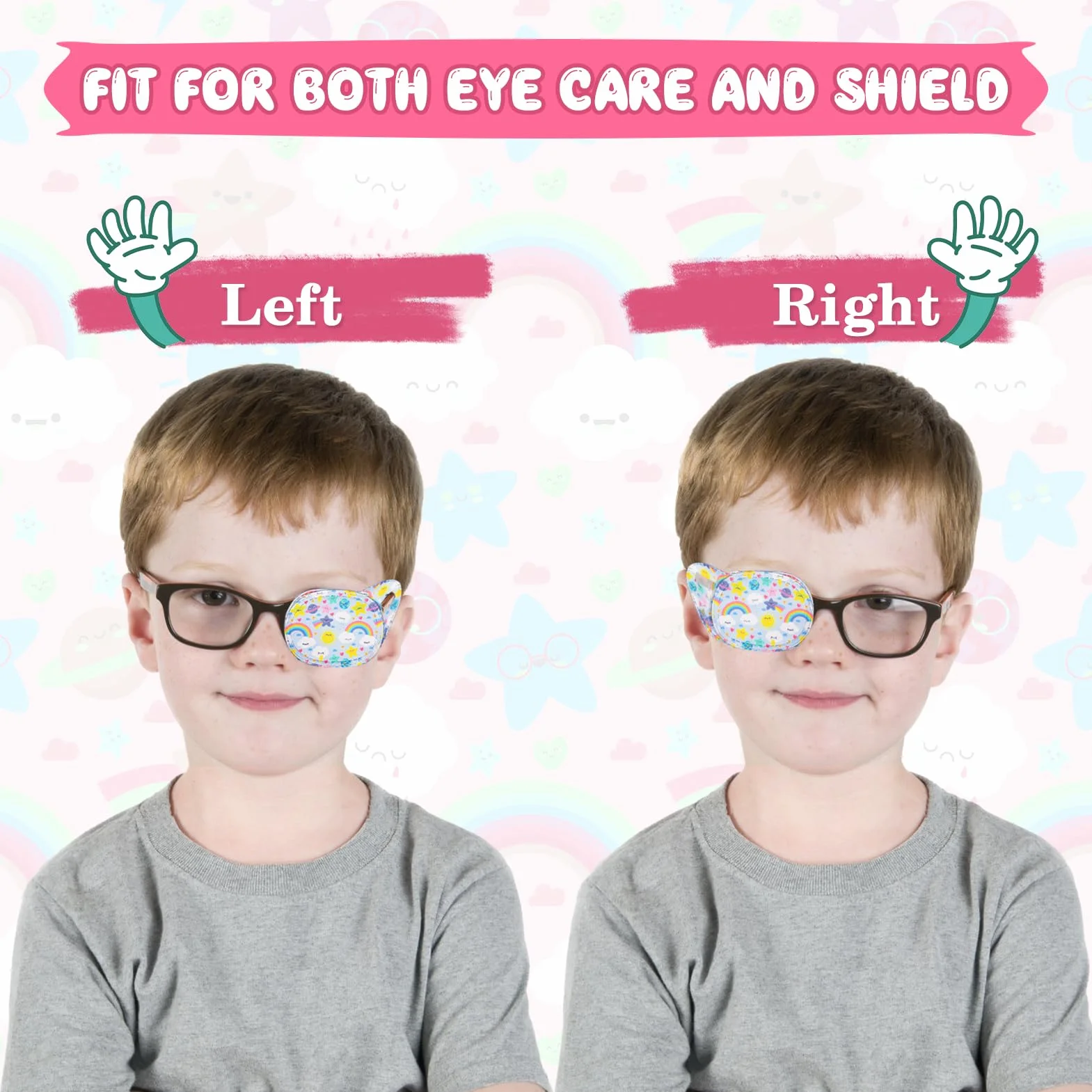 HIFOT 8 Pezzi benda occhio pigro bambini,benda occhiali bambina eye patch coprente per occhio pigro ambliopia,Benda per occhio per occhiali che curano ambliopia