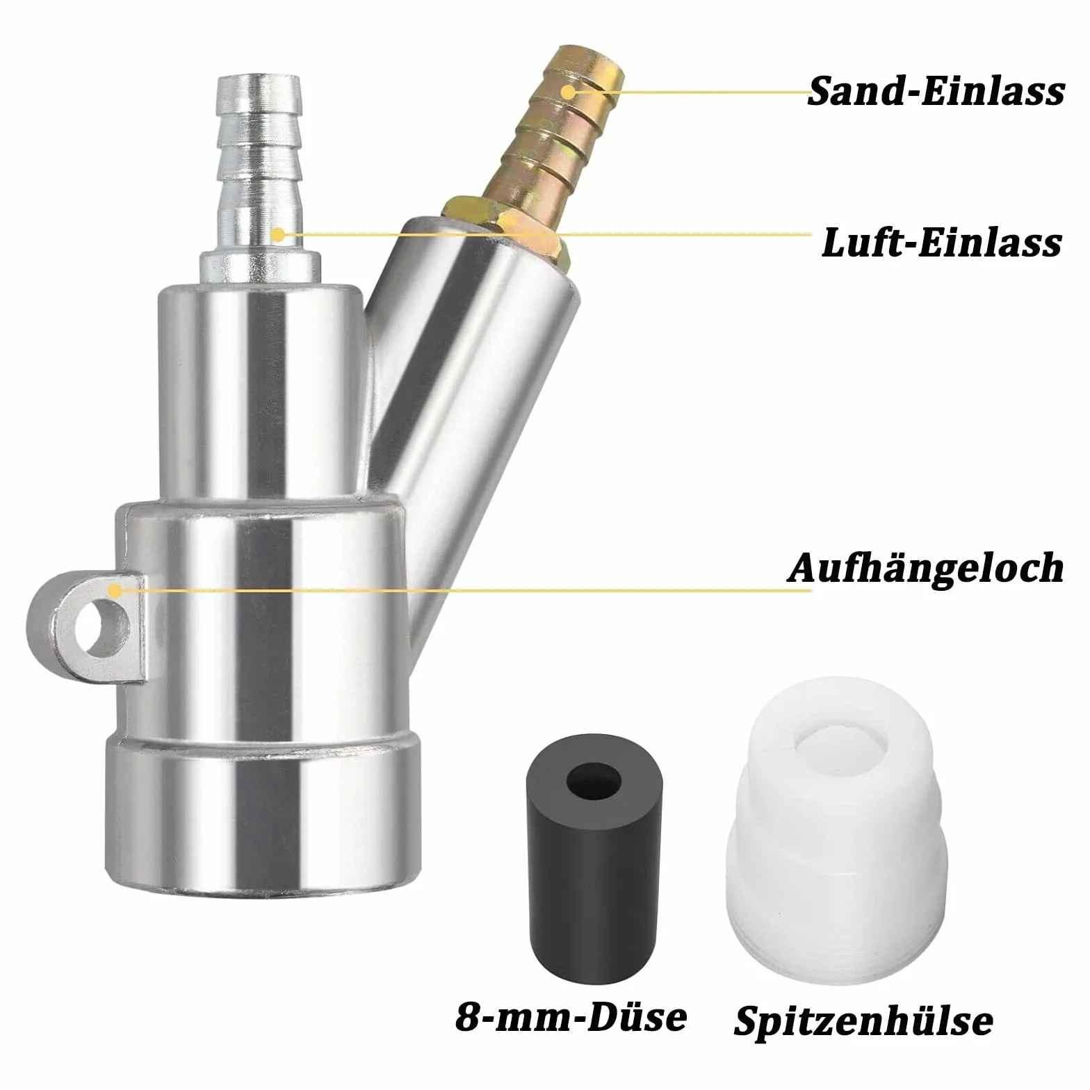 Pistola per sabbiatura Kit sabbiatrice ad aria Ugello carburo di boro 8 mm