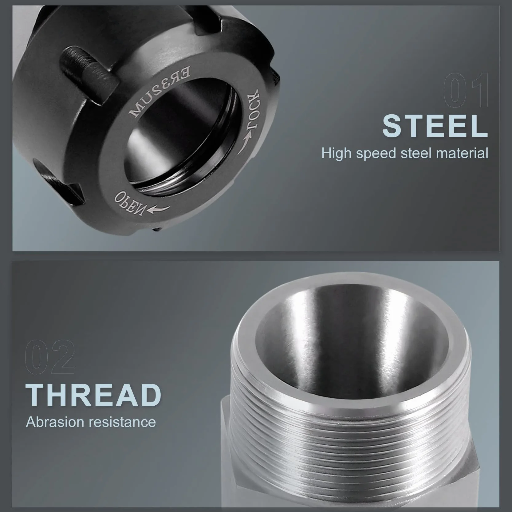 ER32 Collet Chucks Block Set 2 supporti serraggio quadrati esagonali per CNC tornio