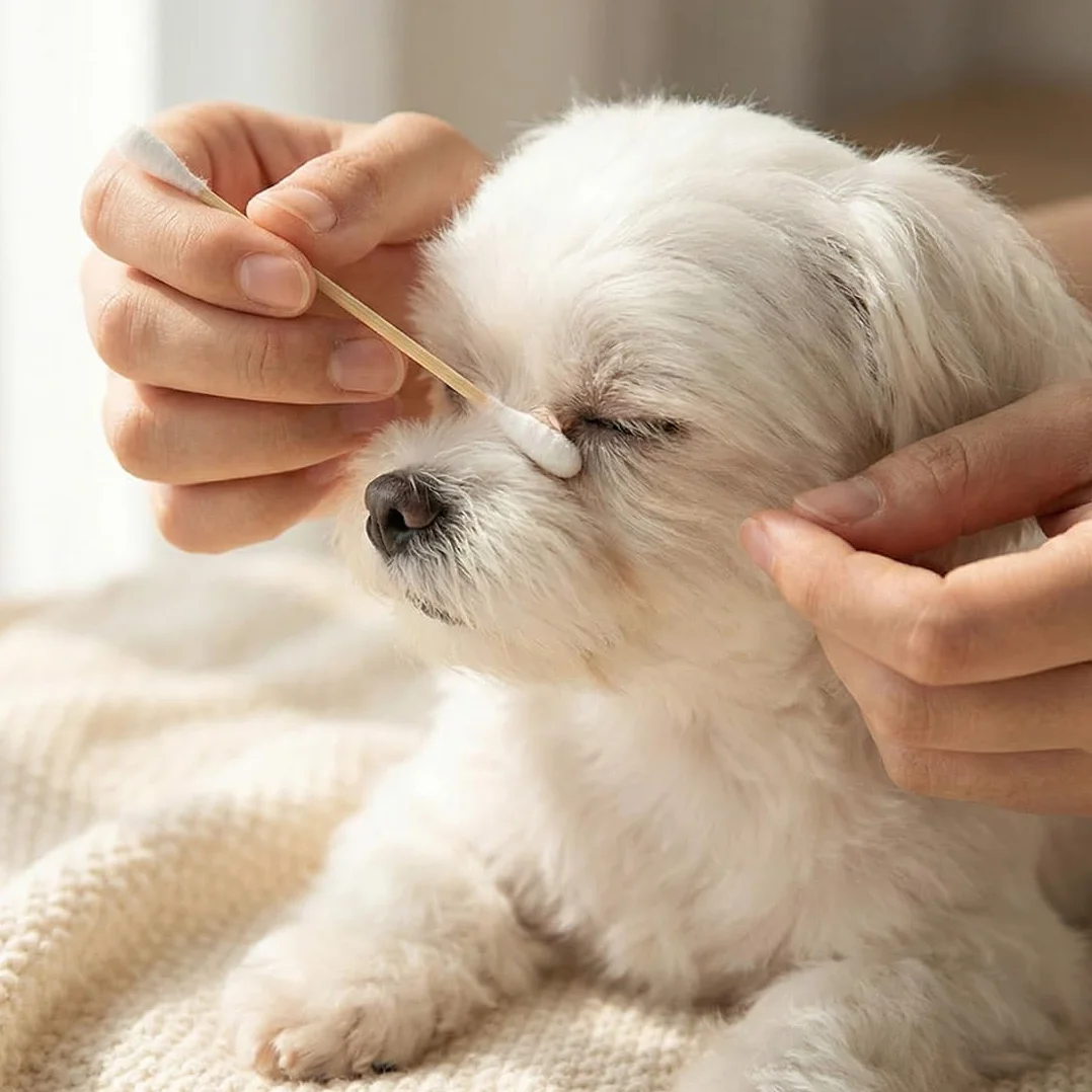 100 Pezzi Cotton Fioc per Cani, Bastoncini per Pulizia Orecchie Lunghi, Tamponi di Cotone con Punta Larga per Animali Domestici Cani e Gatti (12cm)