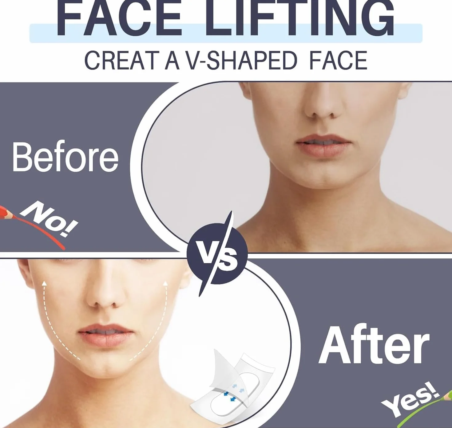 Face Lift Tape, Face Tape Lift Invisibile Impermeabile Adesivi Viso, Instant Makeup Face Lift Tool, Face Lift Stickers per Nascondere Rughe Doppio Mento Sagging Stretching Skin 40Pcs (Bianco)