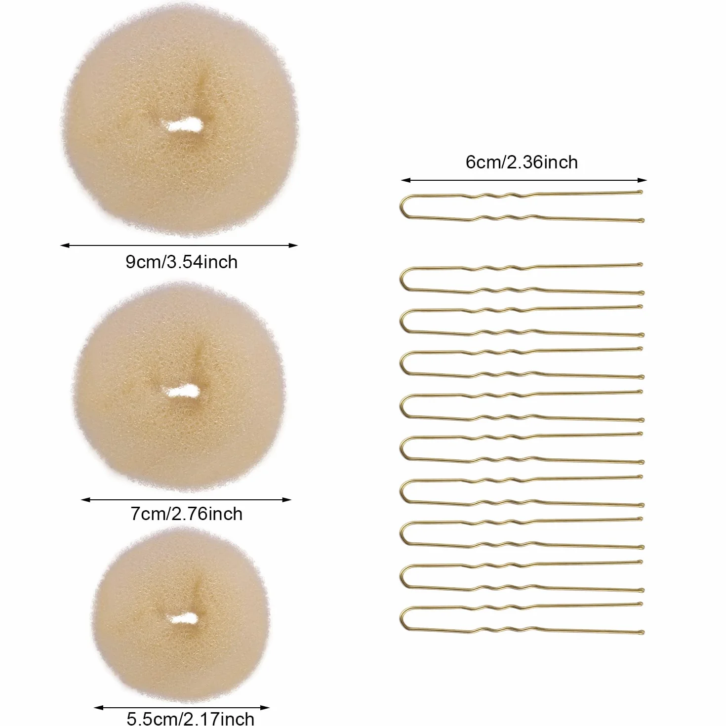 6 Pezzi Ciambella per Chignon, Creatore per Pane Ciambella Accessori Capelli Chignon con 20 Clip a Forma di U per Donne e Ragazze (Beige)