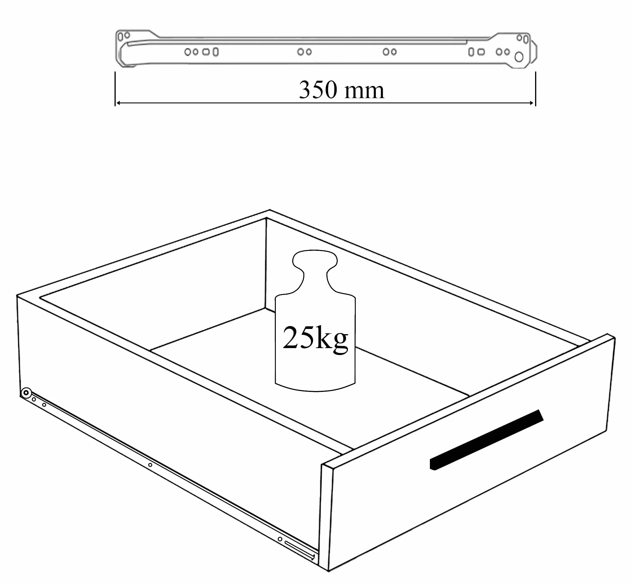 AERZETIX C41023-2 Set Guide Scorrevoli a Rulli 35cm Cassetti Carico Massimo 25 kg Acciaio Bianco per Mobili Armadio