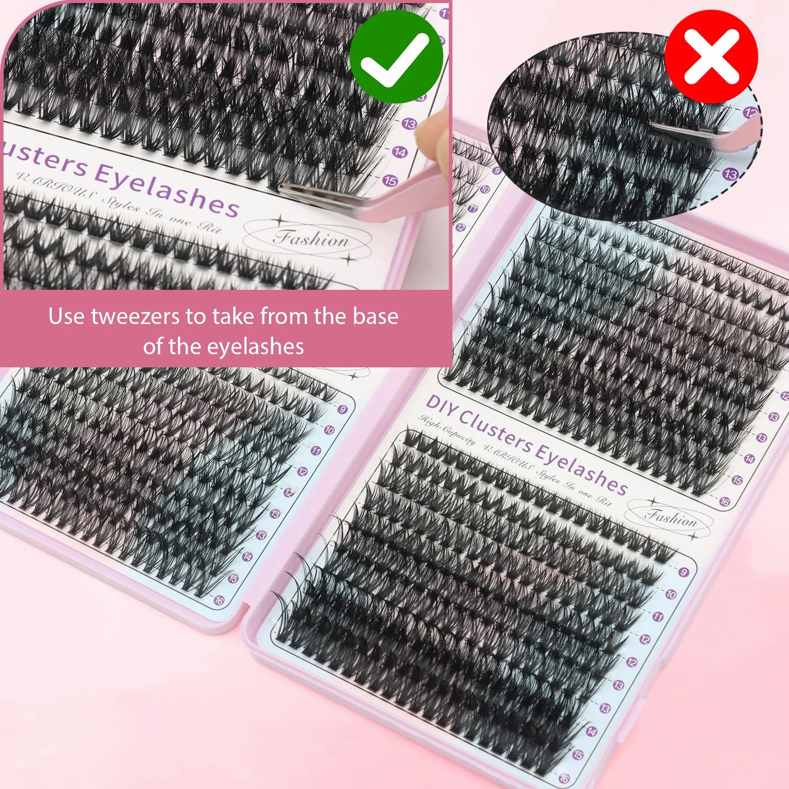 VEGCOO 800 Pezzi Ciuffetti Ciglia Finte Kit, 30D-40D-50D-60D DIY Kit Extension Ciglia, 9-16mm Curl Ciglia Finte Ciuffetti per Uso Personale e Domestico Lash Clusters