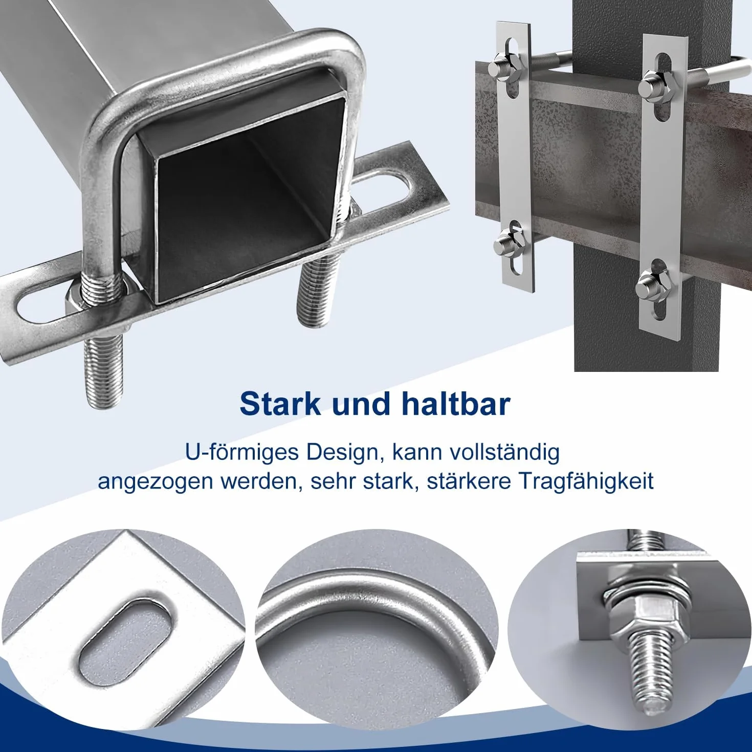 U Bolt M8 40x100mm In Acciaio Inox 4 Pezzi Bullone A U Quadrati Con Dado E Piastra Per Applicazioni Industriali