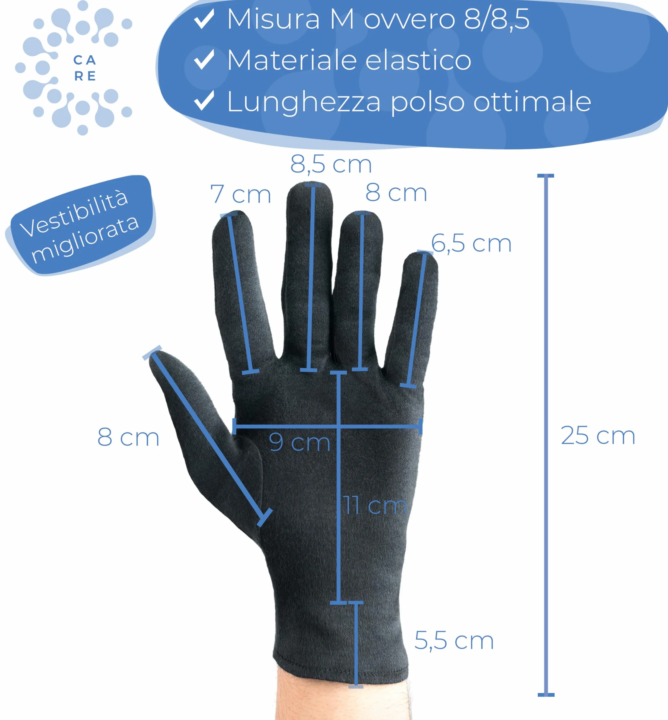 Guanti in cotone (Dermatest: eccellent), Guanti in tessuto morbido per maschere per le mani, Guanti in tessuto con compatibilità cutanea certificata, guanti idratanti, guanto in stoffa,Pacco da 2 Paia