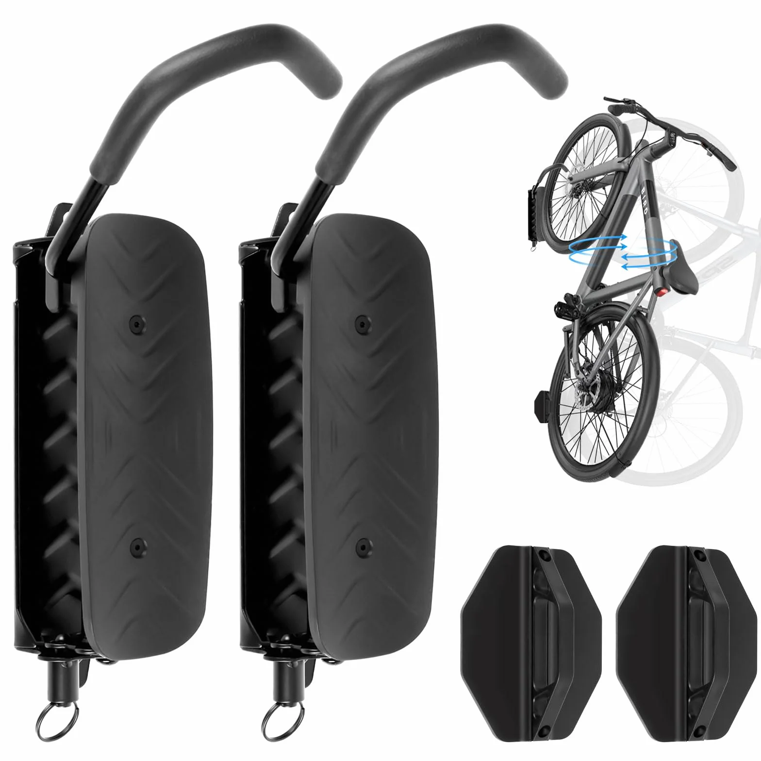 Supporto Parete Bicicletta Verticalmente Girevole Portata 30kg Gancio Bici Muro per Garage MTB