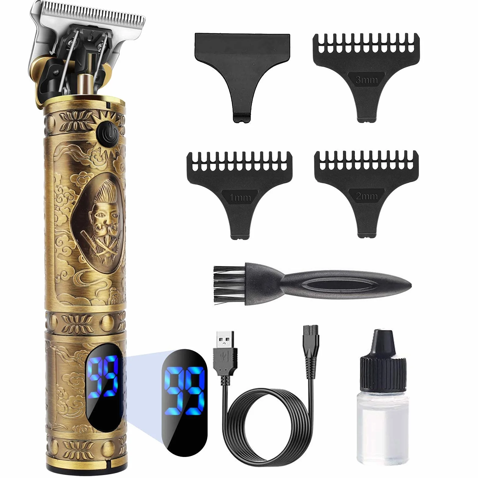 YiLFo Tagliacapelli Uomo Professionale,Trimmer 0mm,Macchinetta per Capelli,Rasoio per Capelli USB Ricaricabile Impermeabile Portatile Rasoio Elettrico Barba,Schermo LED,Adatto Adulti e Barbiere