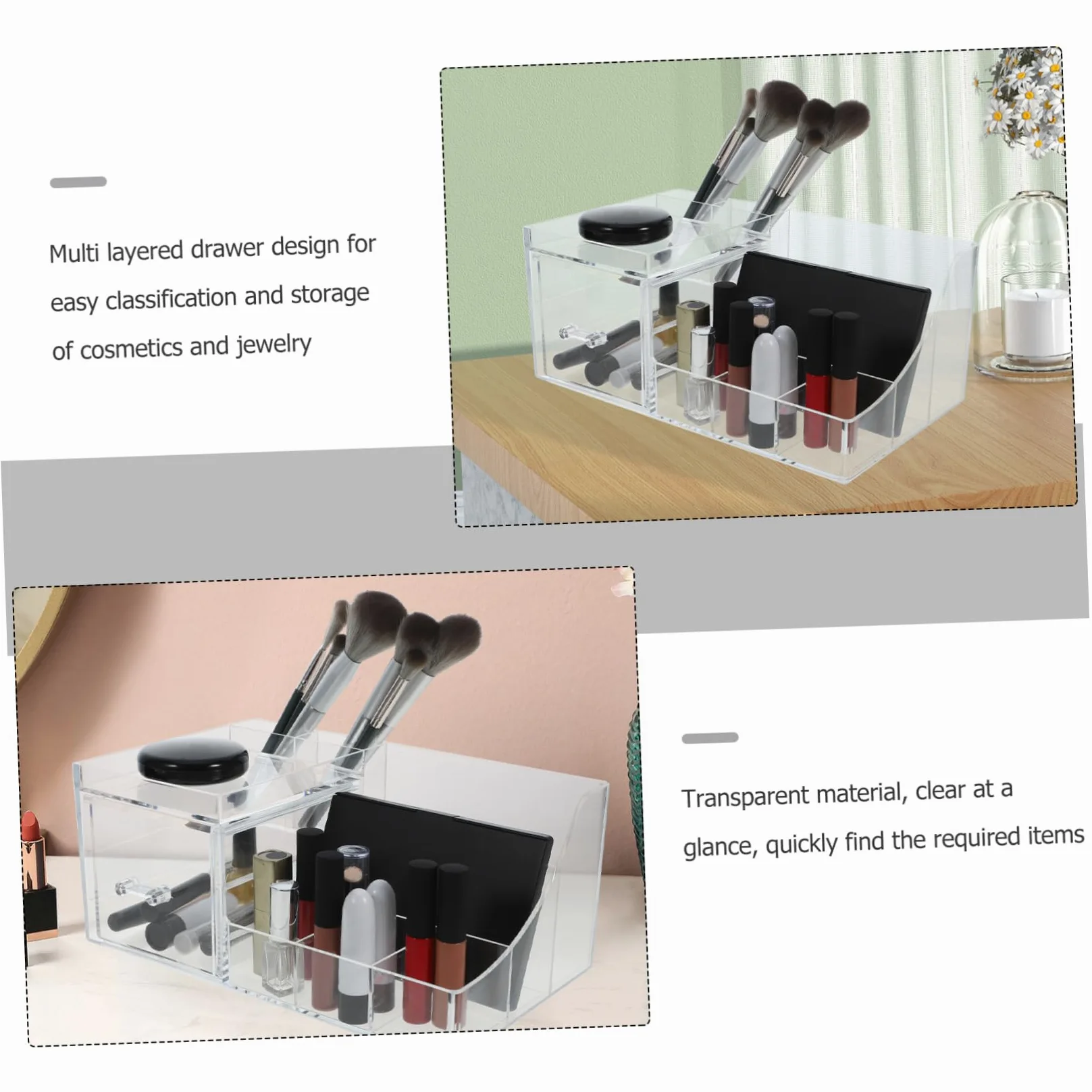Scatola di Stoccaggio per Cosmetici Skincare Storage, Organizer Trucchi Cassetti Multipli in Ps, Raffinato e Salvaspazio per Bagno e Tavolo | Organizer da Toeletta, Stile Sobrio e Raffinato, Pulizia Facile, Soluzione Salvaspazio per Tenere Tutto Ordinato
