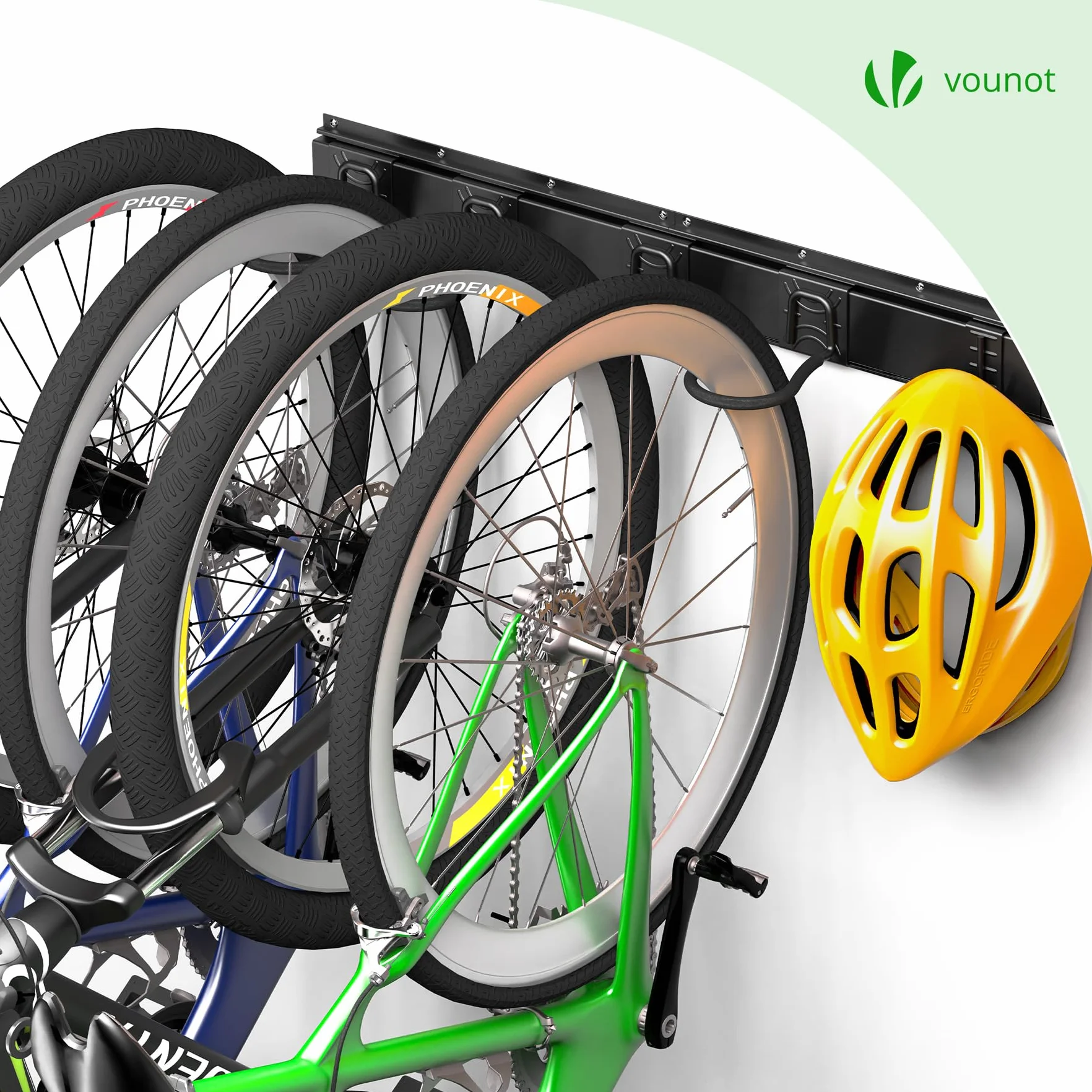 VOUNOT Porta Bici da Muro in Metallo per 6 Biciclette + 3 Caschi, Nero