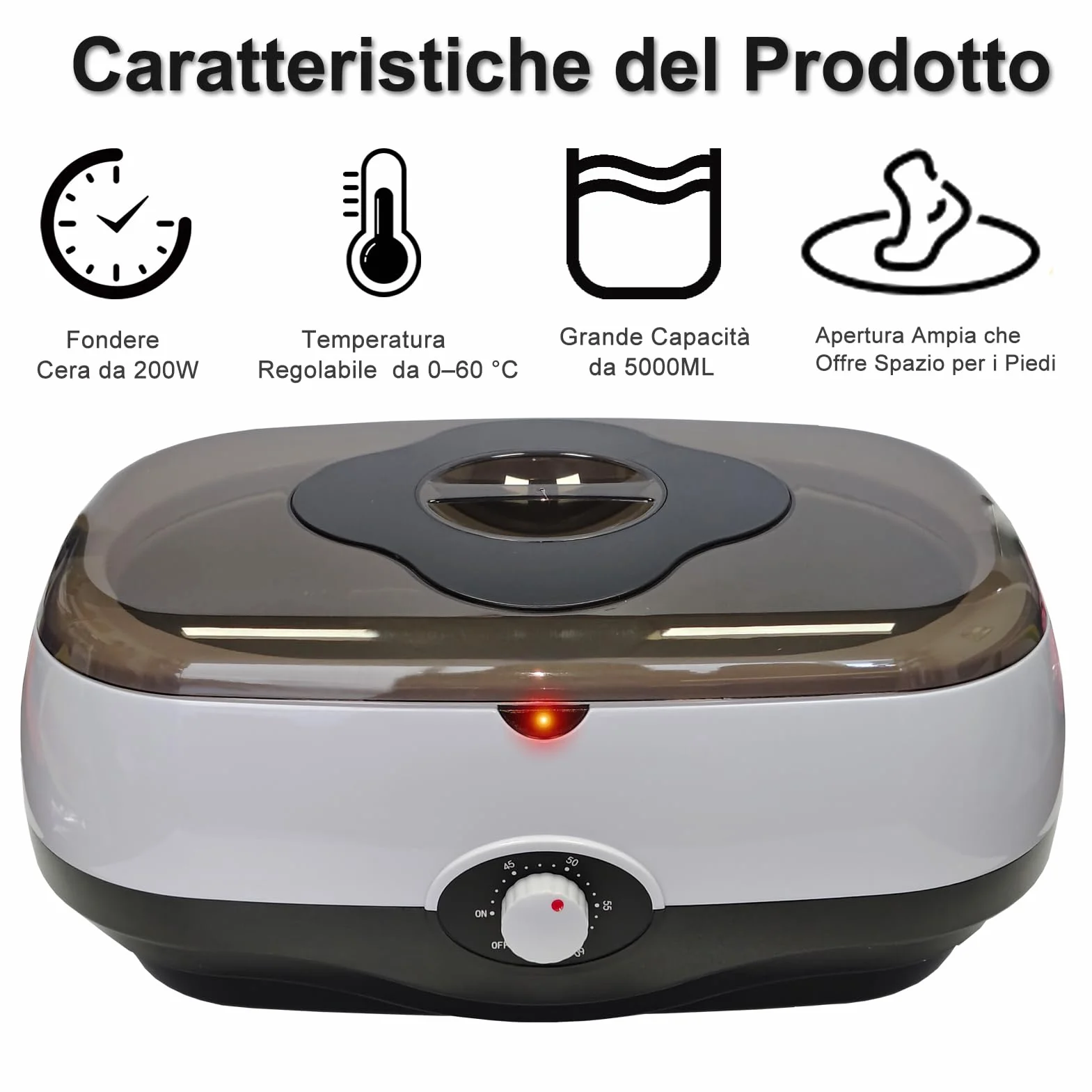 Paraffina per mani e piedi, 5000 ml bagni di paraffina mani e piedi, kit paraffina mani secca e ruvida, con cera di paraffina da 1800 g e accessori, ottimo regalo per spa (Nero)