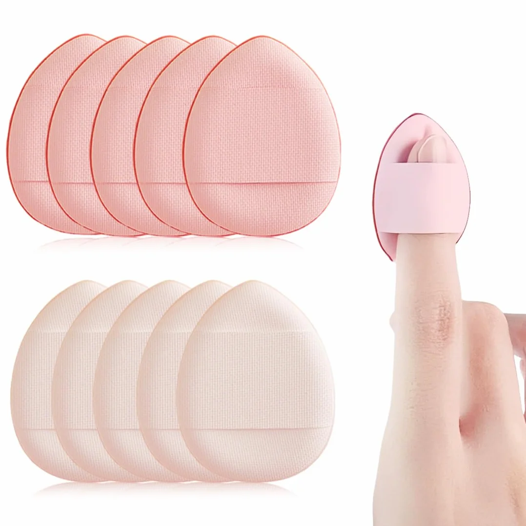 10 Pezzi Mini Soffietti Per Cipria E Spugnette Per Trucco Huda Beauty Powder Soffietti In Tessuto Per Fondotinta, Correttore E Primer Cuscinetti Triangolari Bianco, Rosa (3X4 Cm)