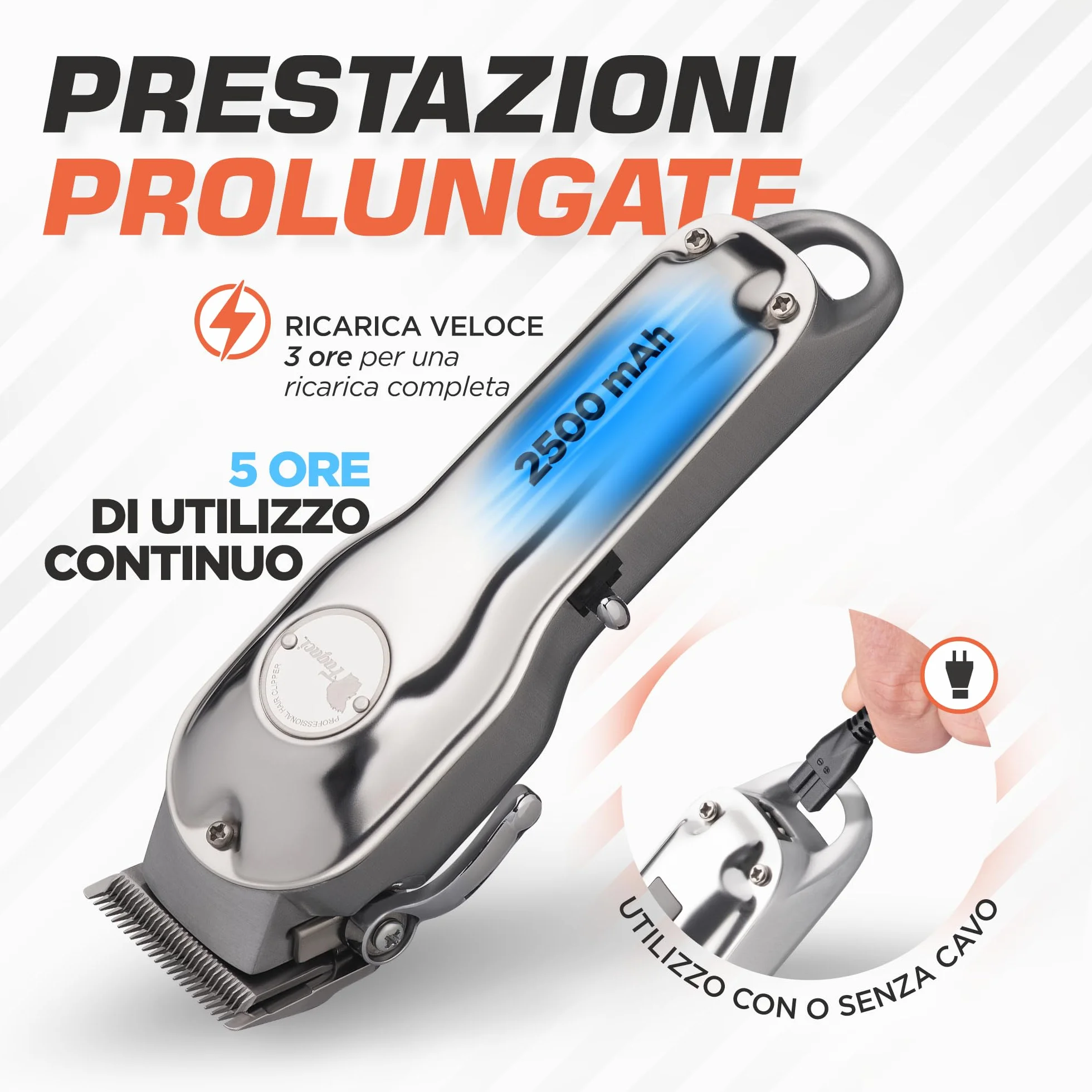 Fagaci Tagliacapelli Professionali con Taglio Estremamente Fine, Tagliacapelli Cordless per Uomo, per Barbiere, per Kit Taglio Capelli, Elettrico, Maquina de Cortar Cabello